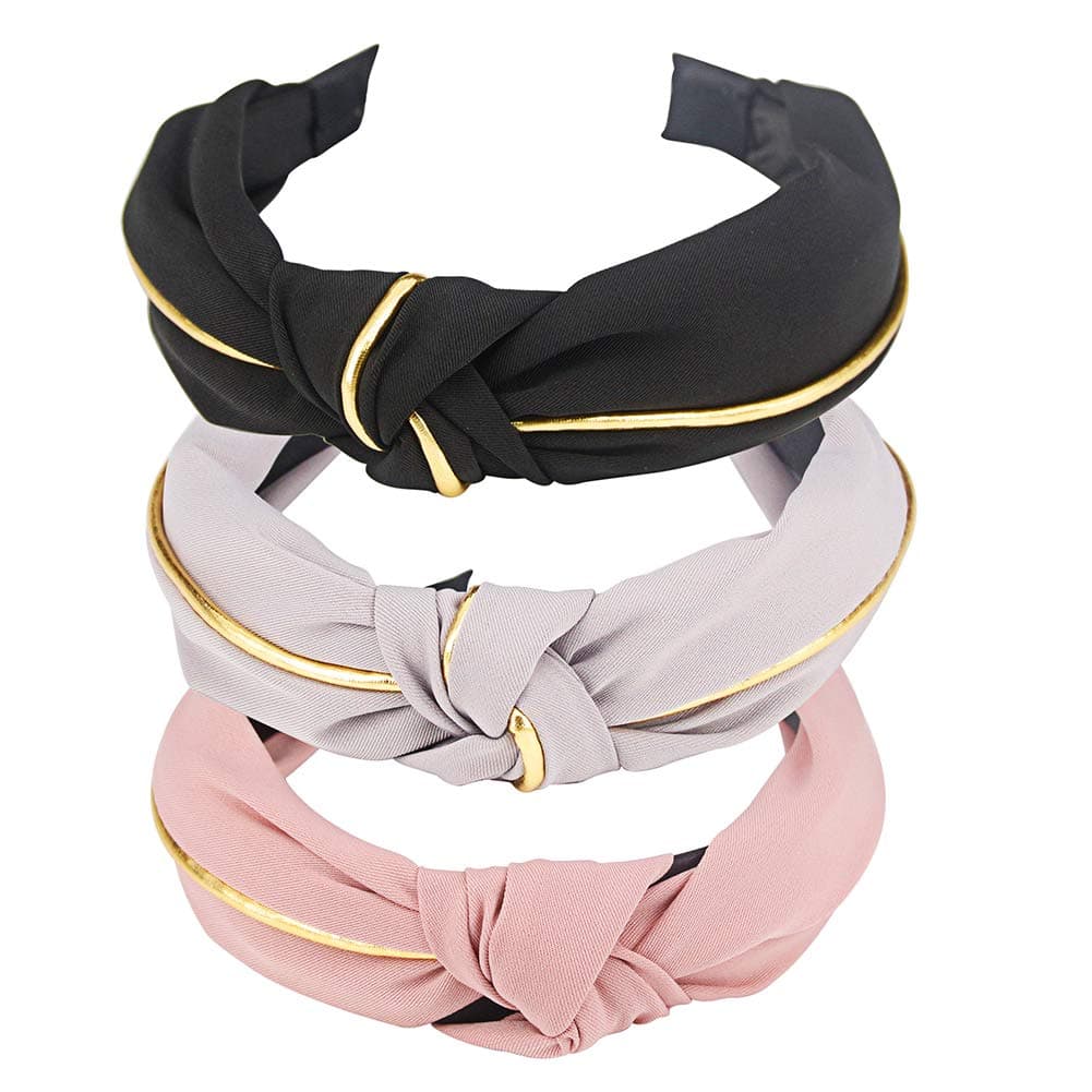 3 Pcs Knotted Headbands for Women Fashion Wide Headbands Knot Headband Vintage Hairbands Elastic Hair Bands Hair Accessories for Women Teens Girls