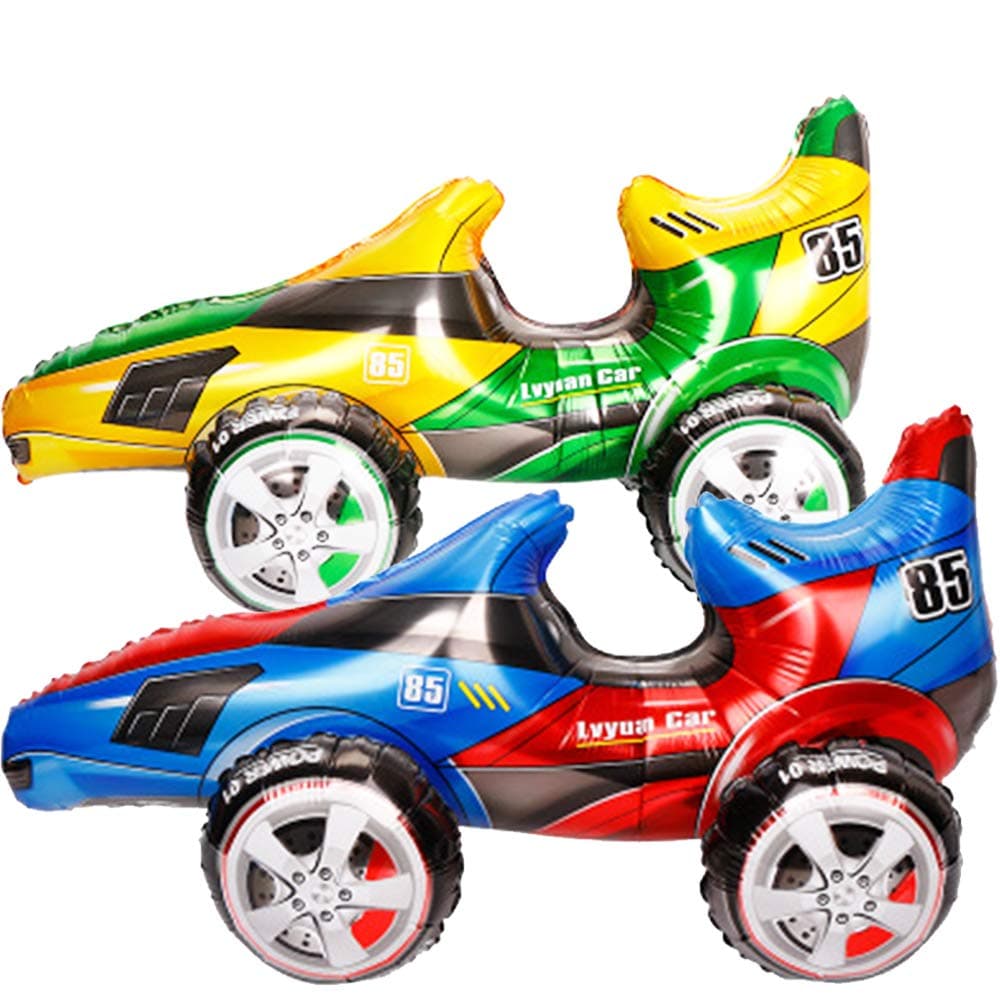 2 Vehicles Race Car Foil Mylar Balloons, 28'' Double-Sided Racing Car Balloons Party Favors Decorations Supplies for Baby Boys Birthday Shower Party Decorations