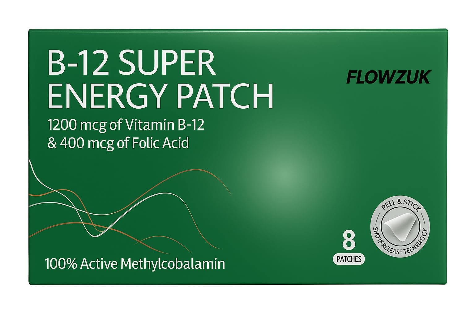– Vitamin B12 Patches with Folic Acid – Pack of 8 – Easy-to-Use Wellness Patches