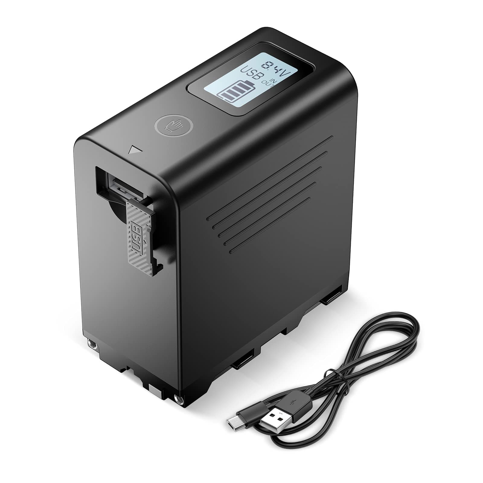 Powerextra Firstpower 7800mAh NP-F950 Battery w/LCD Indicator, w/Battery Level Check Button, USB Output, Type-C & Micro Input & Power Bank - Replacement for NP-F980 NP-F970 NP-F950 +1YR WARRANTY