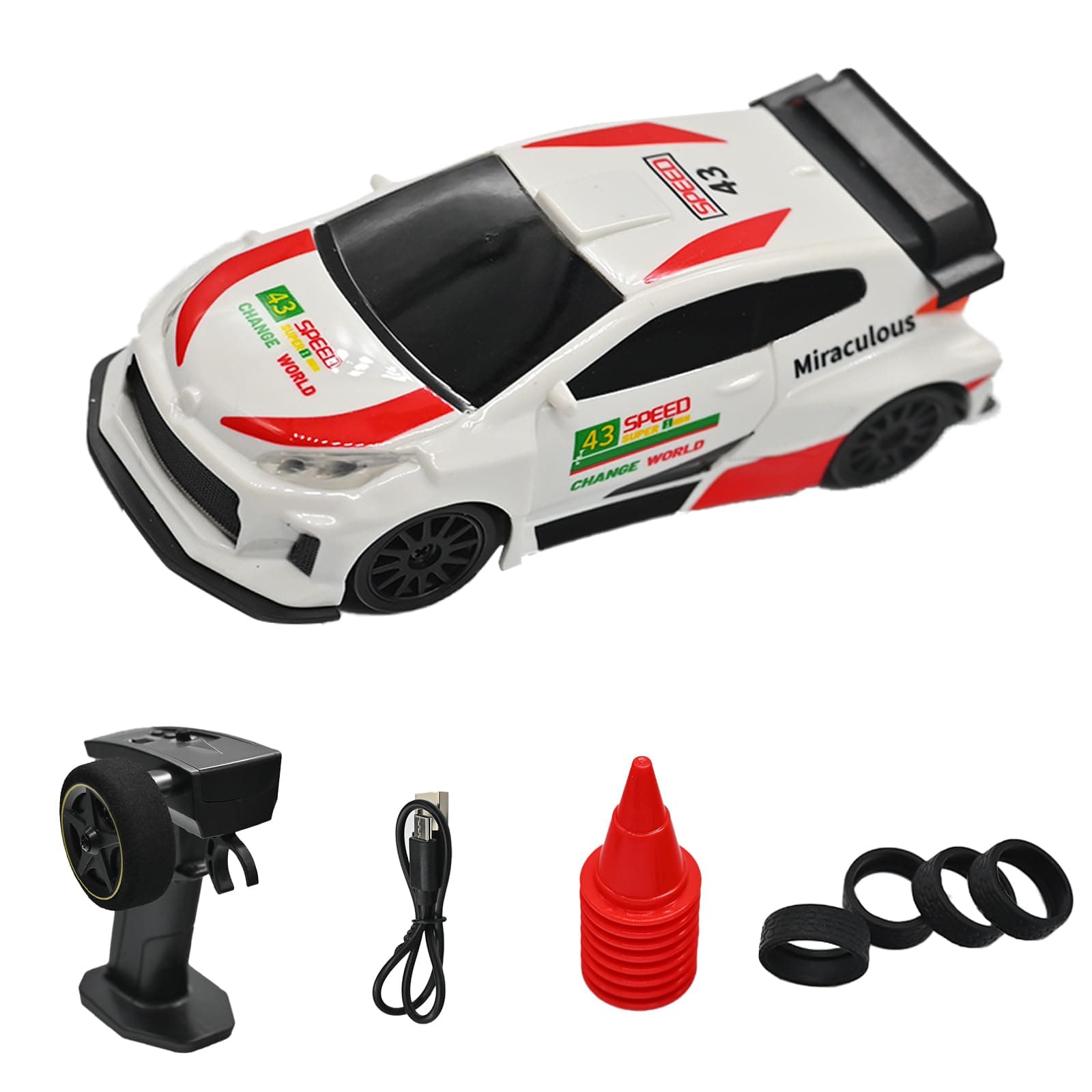 RC Drift Car - 1:43 Remote Control Car with Gyro 2.4GHz Mini Drift Cars Racing High Speed Drift Car Model with LED Lights for RC Toys Gift (4308Blue, Gyro)