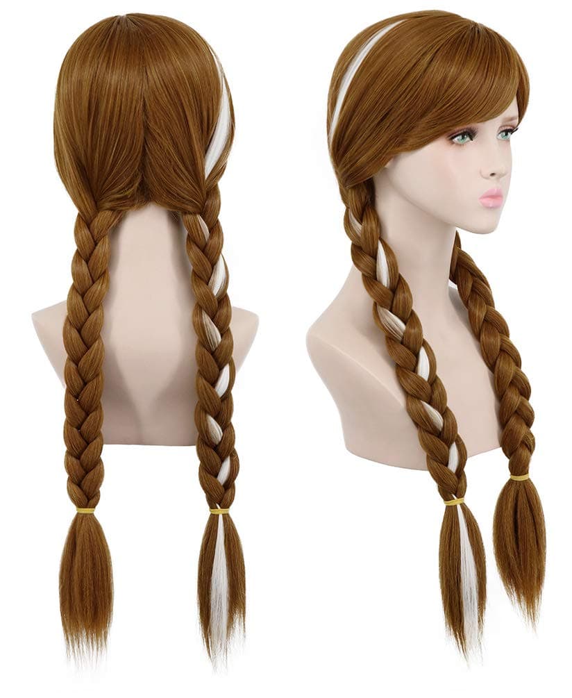 Yuehong Long Brown Cosplay Weaving Braided Hair Wigs Synthetic Wig Costume
