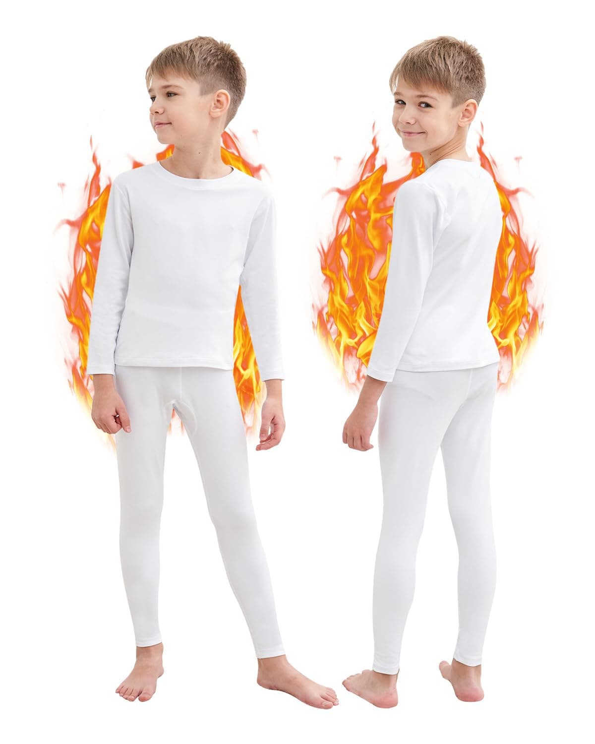 Thermal Underwear Boys Ultra Soft Fleece Lined Kids Thermals Long Johns Top Bottom Warm Set for Winter Skiing