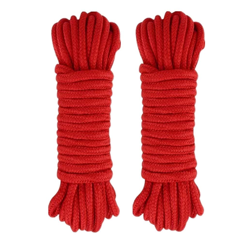 WYSUMMER Black Soft Rope Cord, 2Pcs 10 M/33 Feet 8 MM All Purpose Cotton Rope Craft Rope Thick Cotton Twisted Cord (2Red)