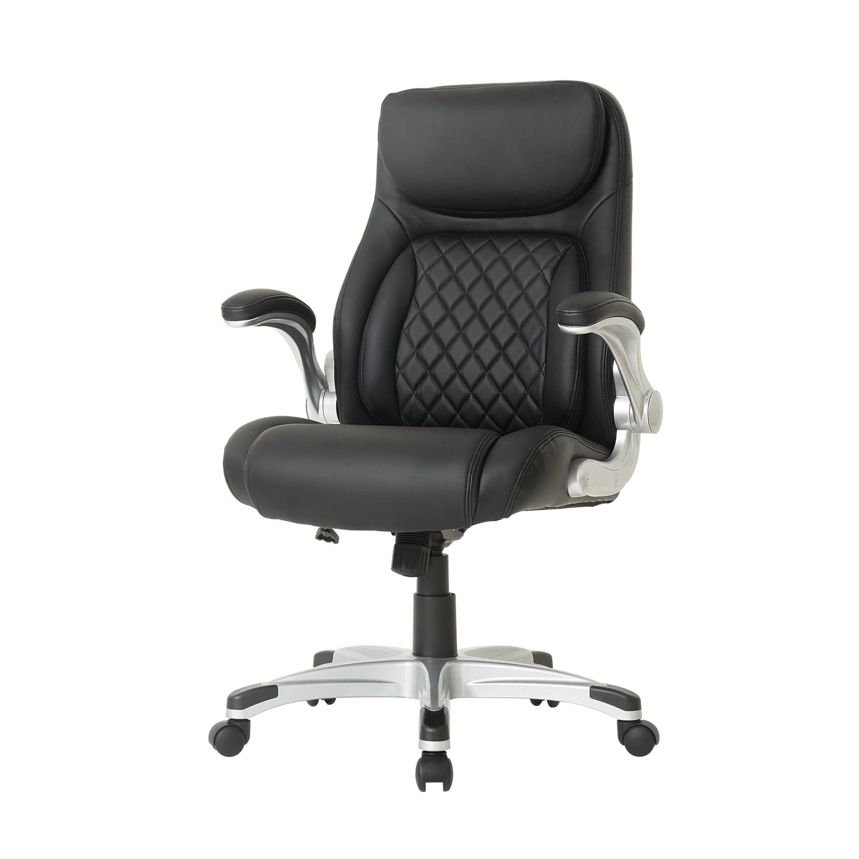 Posture Ergonomic PU Leather Office Chair. Click5 Lumbar Support with FlipAdjust Armrests. Modern Executive Chair and Computer Desk Chair (Black)