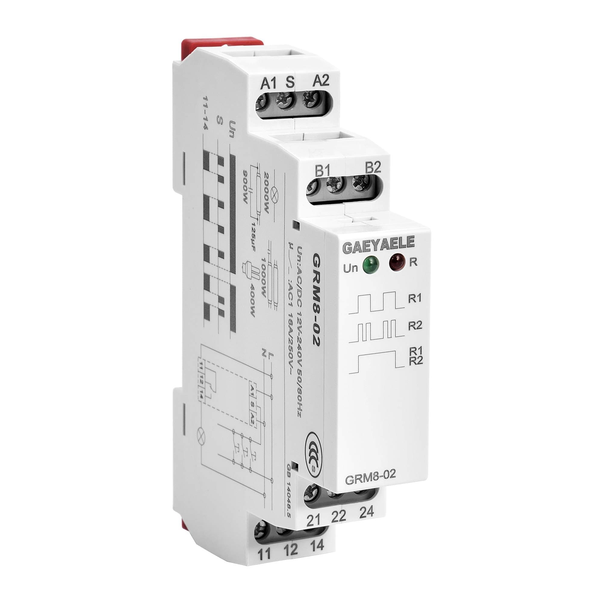 Memory Latching Relay 2SPDT 16A Electronic Din Rail(GRM8-02,AC/DC12V~240V)