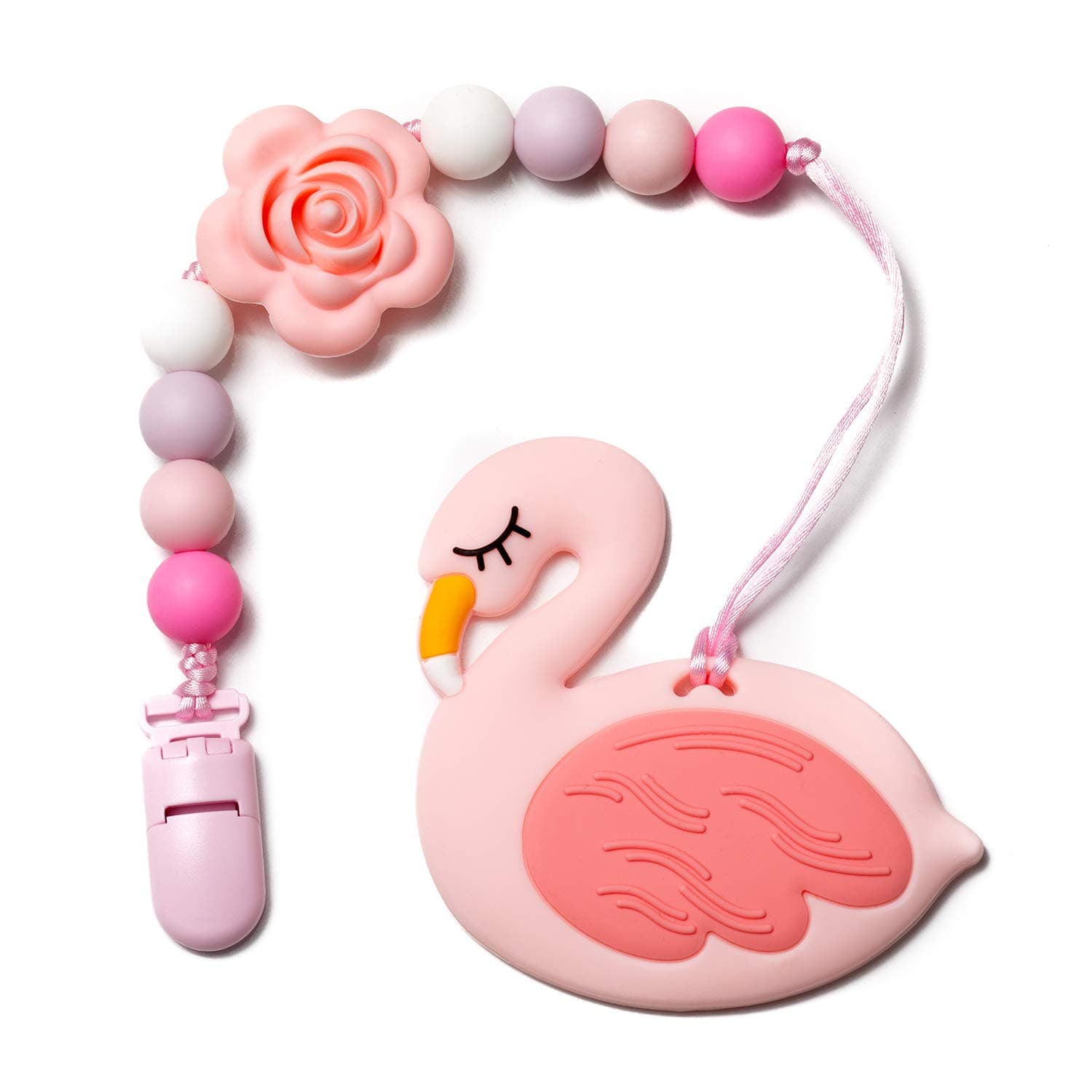 ROKE Pacifier Clips Silicone Teething Beads for Baby Boys and Girls | Best Clip for Teether, Binky, Drool Bib and Toy