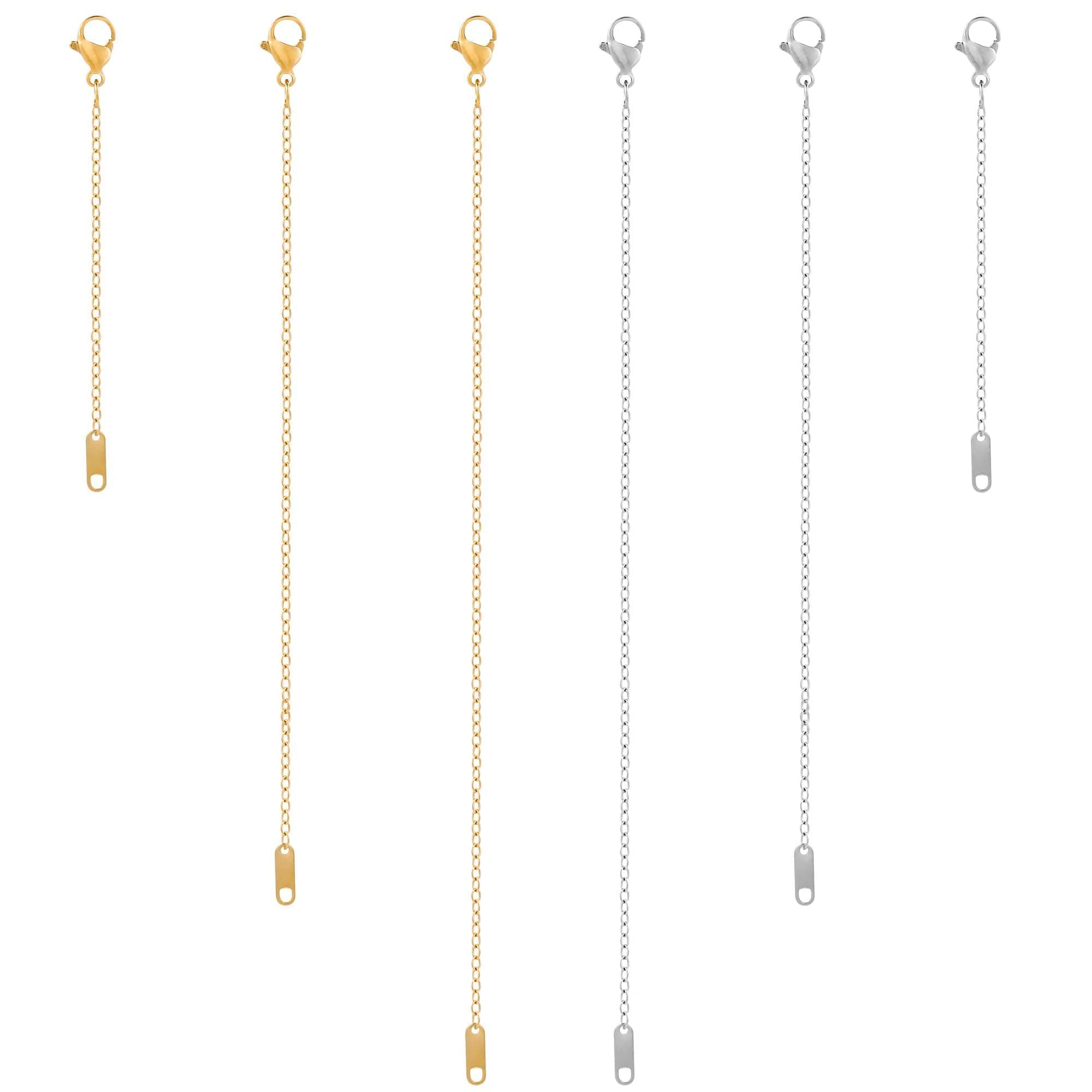 KOPOX6 Pcs Gold and Silver Plated Necklace Extenders for Necklaces, 2", 4", 6" Delicate Necklace Extender Chain Set for Women Jewelry Making