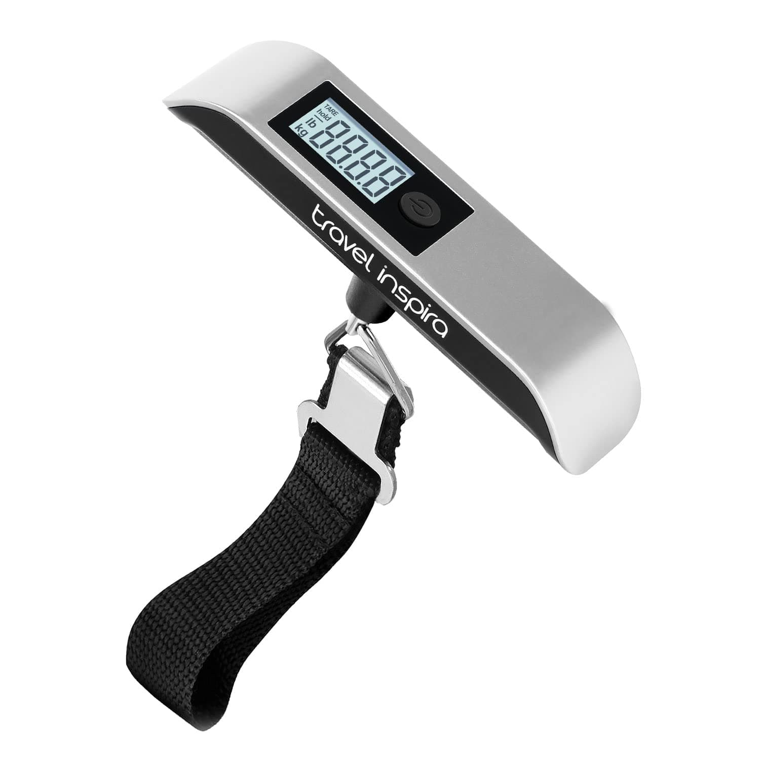 travel inspira Luggage Scale, Portable Suitcase Weighing Scales, Travel Accessories for Luggage, 110lb/50kg, Unit Conversion, Overload Reminder, Tare Function, Auto Off, Battery Included (Silver)