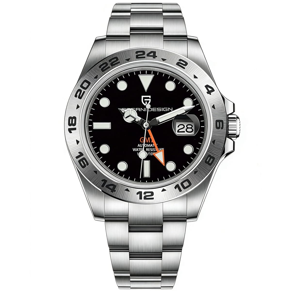 Pagani Design Luxury Automatic Mechanical Watch for Man 42mm GMT Sport Watch with Stainless Steel Strap, Sapphire Glass & 10ATM Waterproof