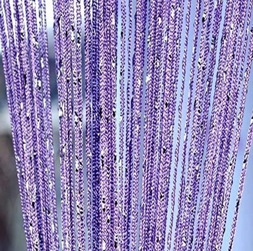 Duosuny39 x 78 Inch Door String Curtain Rare Flat Silver Ribbon Thread Fringe Window Panel Room Divider Cute Strip Tassel for Wedding Coffee House Restaurant Christmas Party Parts (Pack of 2 Purple)