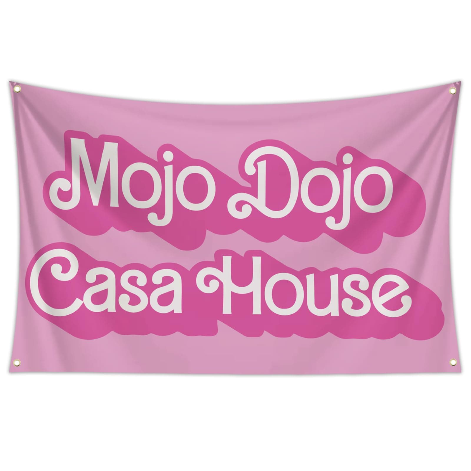 Mojo Dojo Casa House Flags, 3x5 Ft Funny Flags for Room Teen Girls, Meme Flag with Brass Grommets for College Dorm Room Decor, Wall Handing Pink Tapestry for Bedroom Living Room Decorations