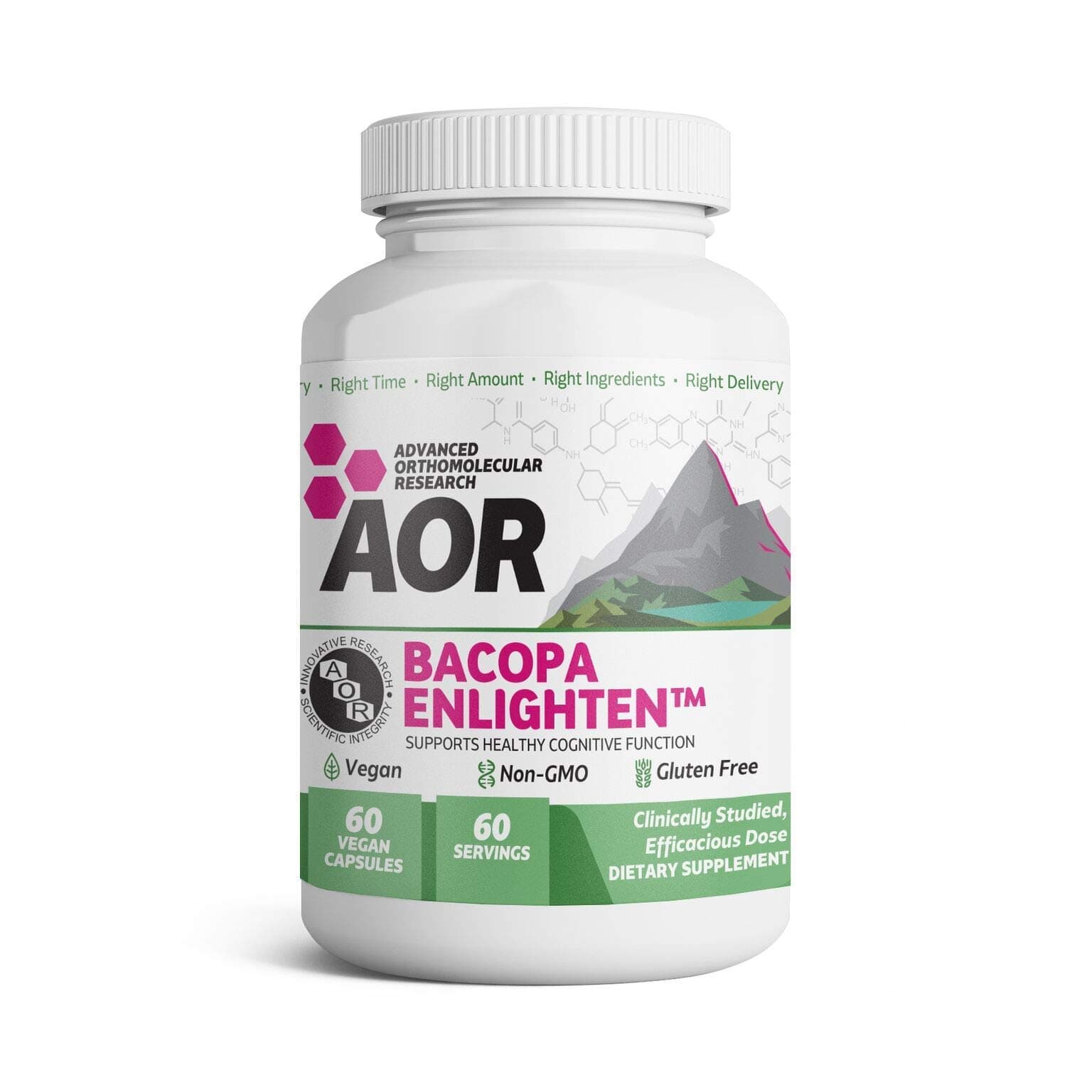 Advanced Orthomolecular Research AORBacopa Enlighten, 60 Vegan Capsules