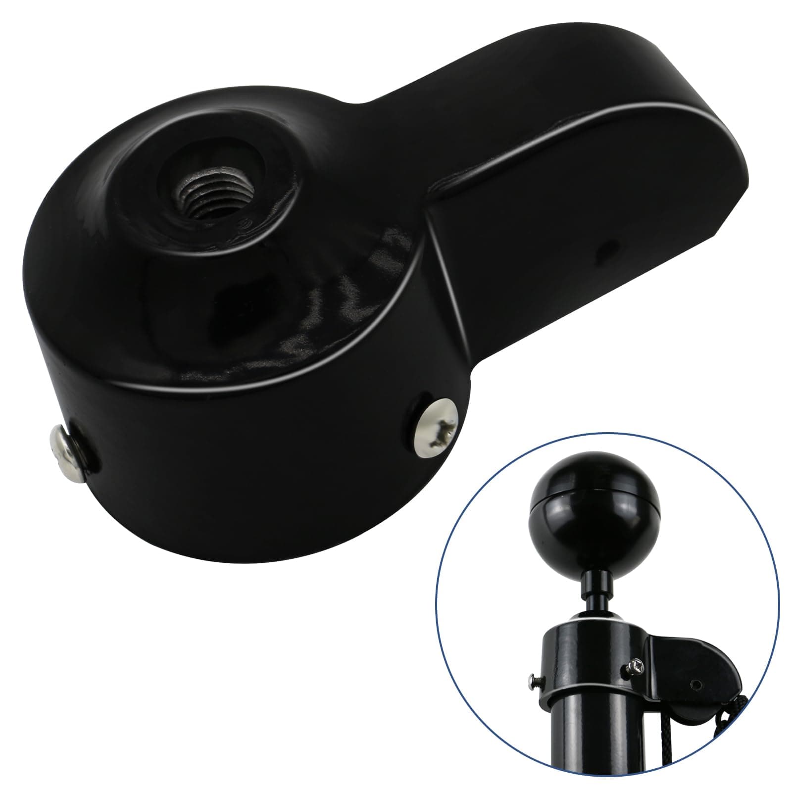 NQ Flag Pole Truck with Nylon Pulley for 1.6" to 2" Diameter USA Flag Poles,Heavy Duty Flag Pole Halyard Truck,Aluminum Alloy Flag Pole Truck (2", Black) …