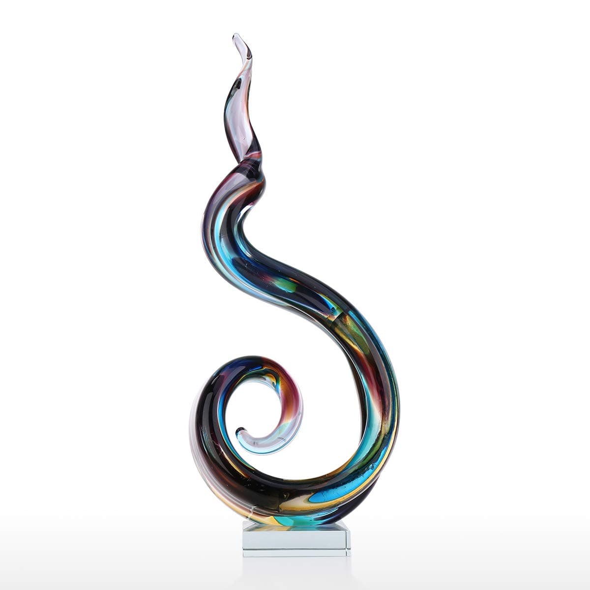 Tooarts Abstract Glass Sculpture Handmade Glass Ornament Decorative Tabletop Artwork Home Decor Multicolor