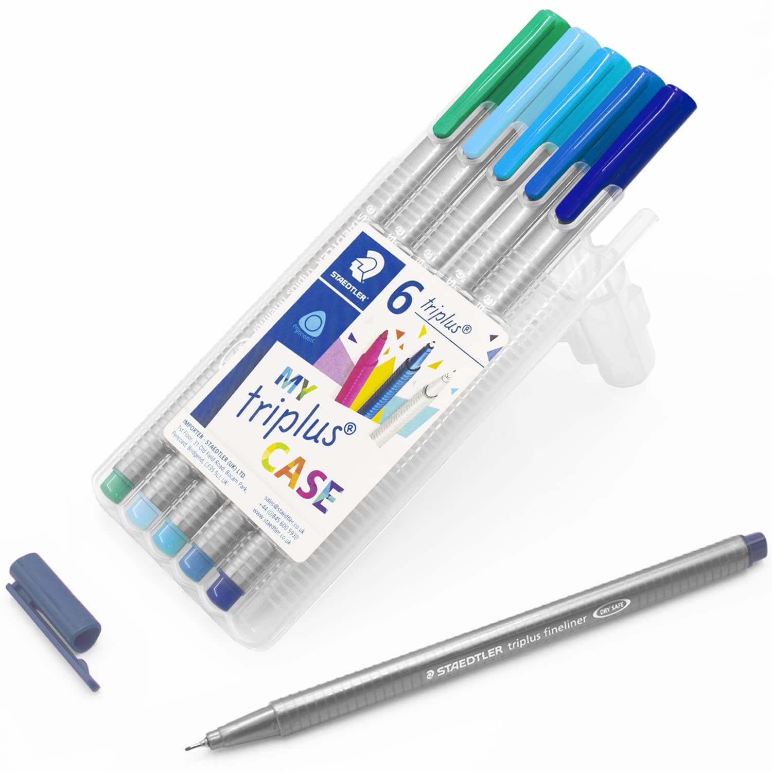 triplus 0.3 mm 334 Fineliner Superfine Point Pen, Assorted Ocean Colours, Pack of 6