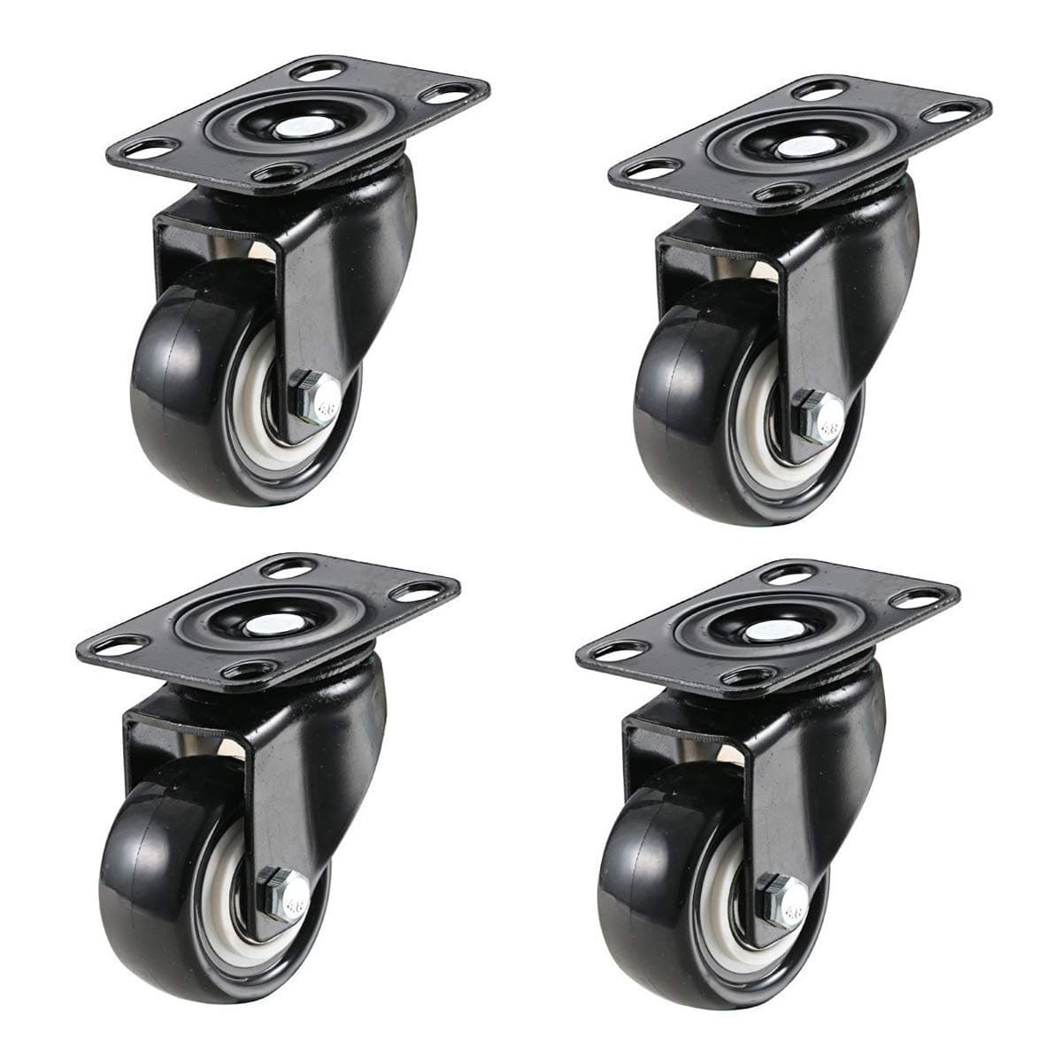 1.5" Swivel Caster Wheels with 360 Degree Top Plate and Polyvinyl Chloride No Noise Wheels,Heavy Duty - 330 Lbs Total Capacity for Set of 4 (without Brakes) by TLHOME