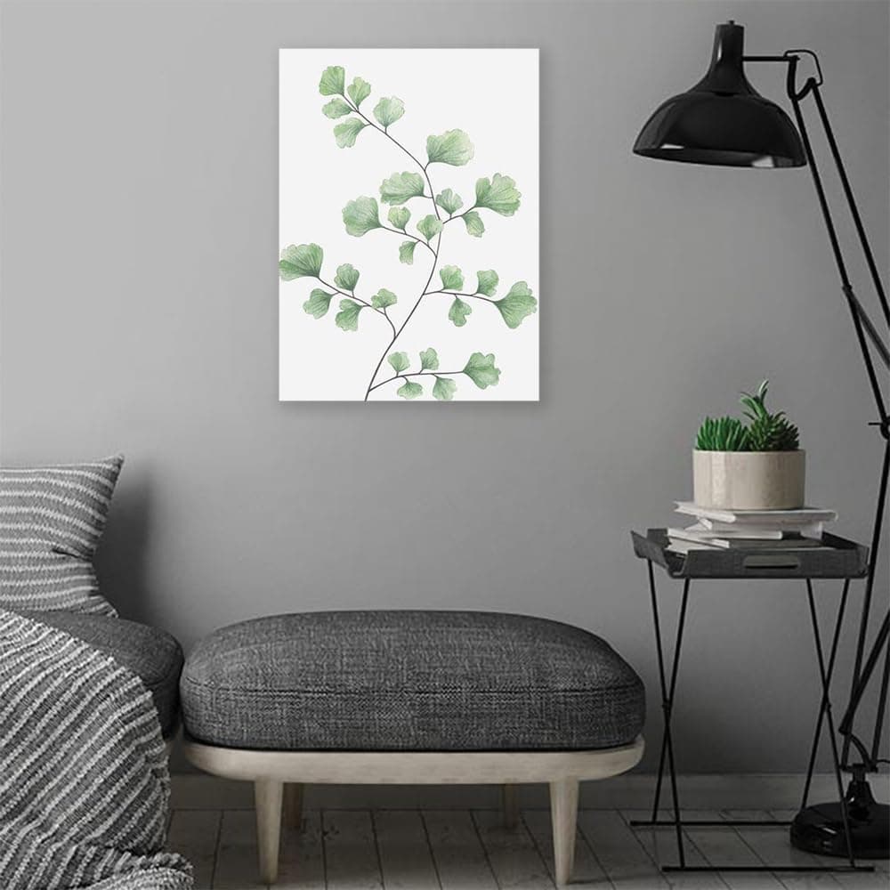 VERRE ART Printed Framed Canvas Painting for Home Decor Office Wall Studio Wall Living Room Decoration (14x22inch Wrapped) - Maidenhair Fern I