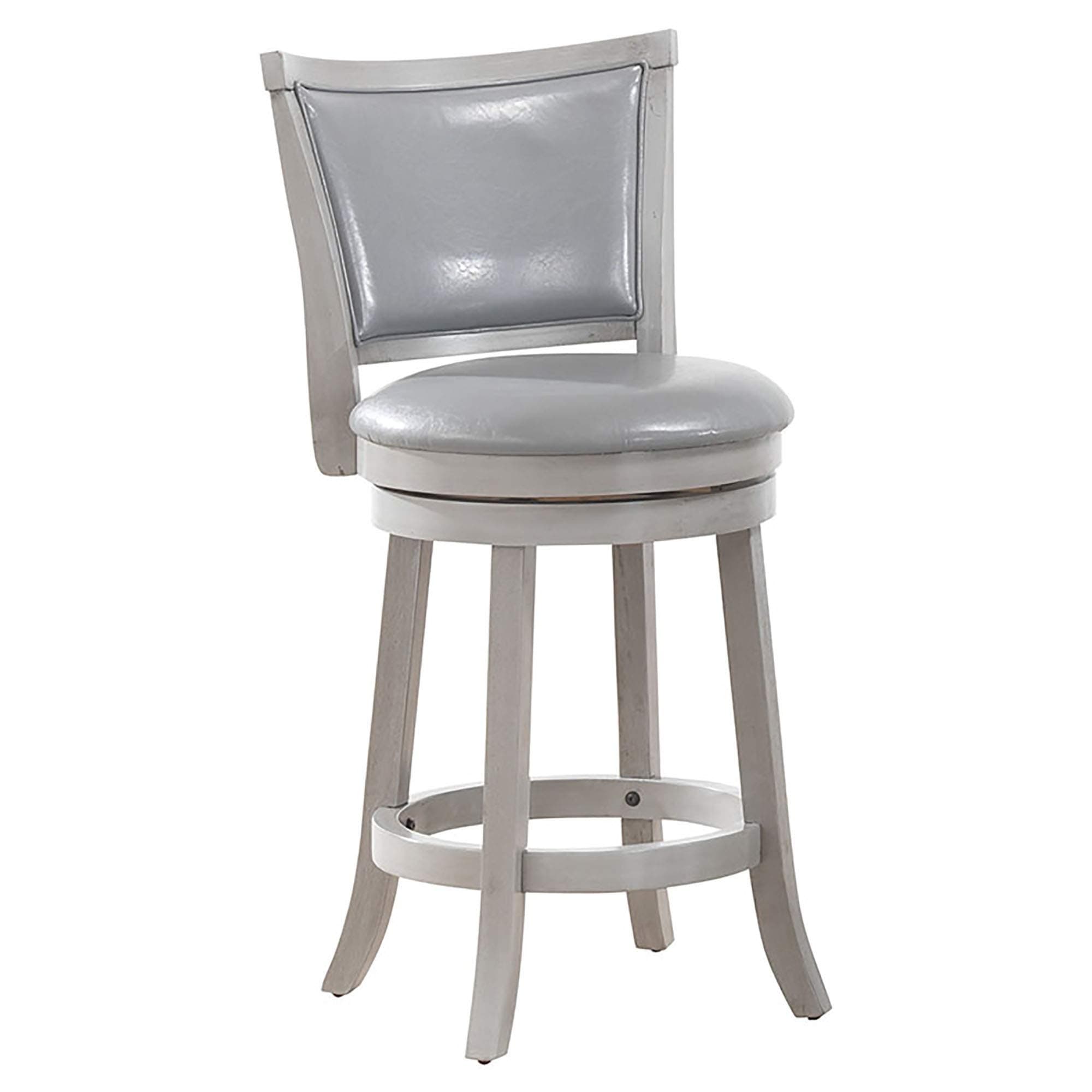 Set of 2 Modern Solid Wood & Faux Leather 26'' Counter Stool in Grey