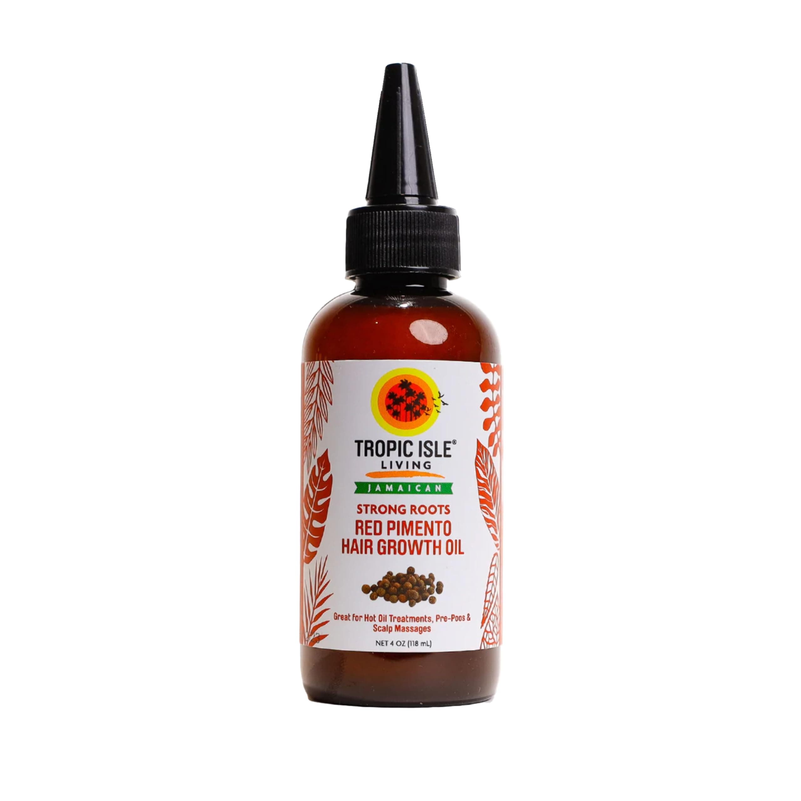 Strong Roots Red Pimento Hair Growth Oil 118ml - 100% natural Jamaican Black Castor Oil and Infused with Red Pimento for Cleanses the Scalp & Stimulates Hair Growth