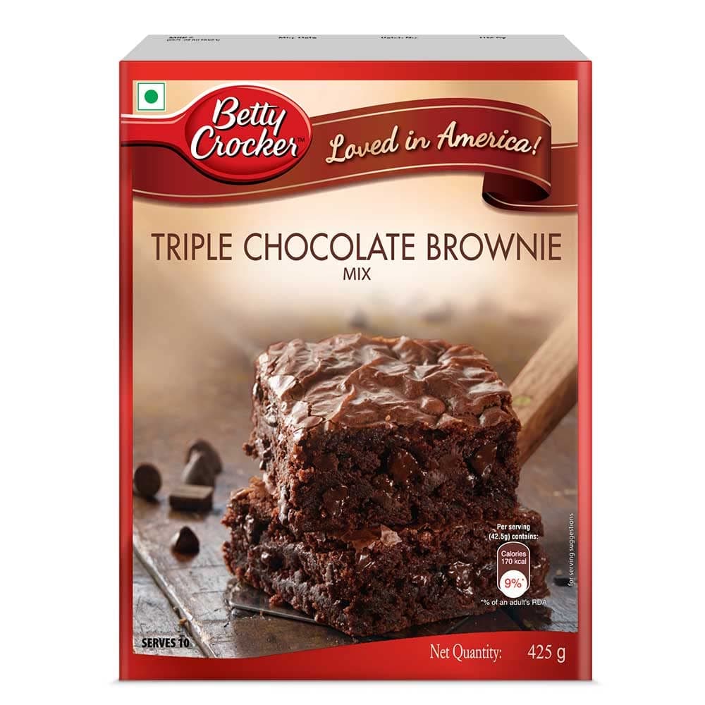Betty Crocker Triple Chocolate Brownie Instant Cake Mix Powder| Cake Mix for Kids| No-Preservatives|425g
