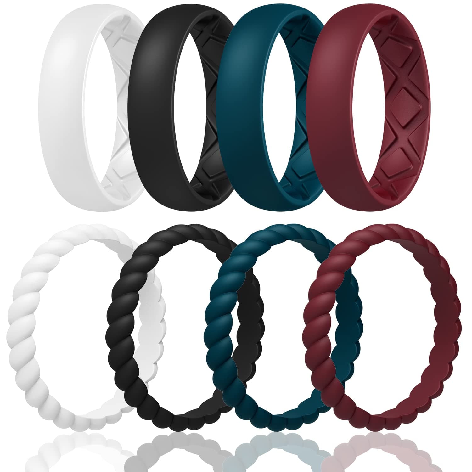 Women's Bridal Rings Sets, Inner Arc Ergonomic Breathable Design Silicone Rubber Wedding Bands