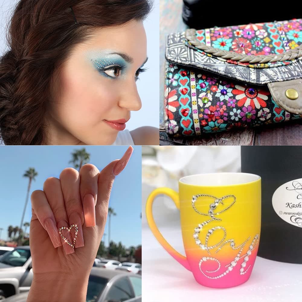 UOONY 10272pcs Hotfix Rhinestones, Flatback Glass Gems Set with 4 Sizes Clear and AB Crystal, 12 Mixed Color Rhinestones Bulk for Crafts Makeup Nails Face Clothes Shoes