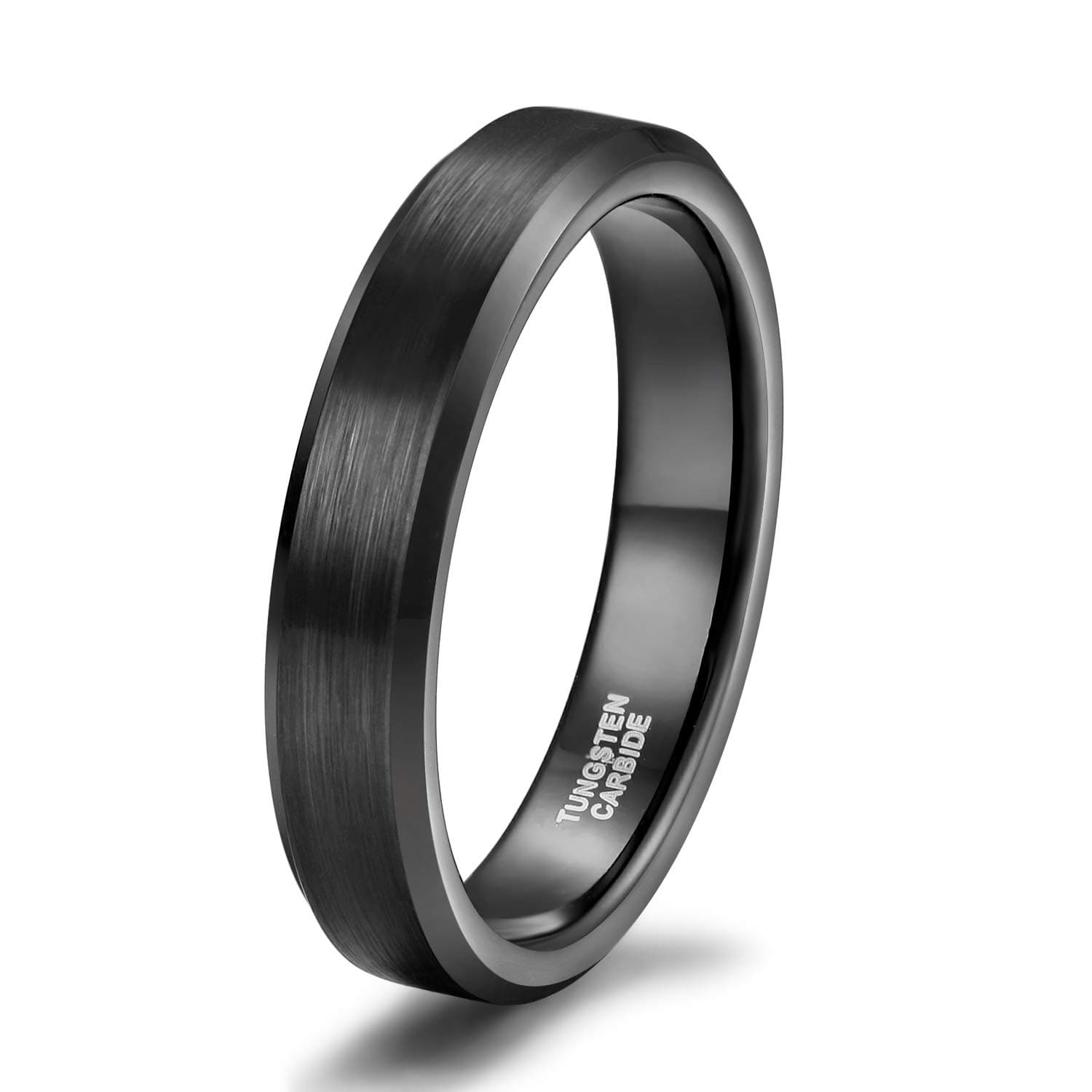 TRUMIUM2mm 4mm 6mm 8mm 10mm Tungsten Ring Wedding Band for Women Men Bevel Edges Brushed Comfort Fit Size 4-15