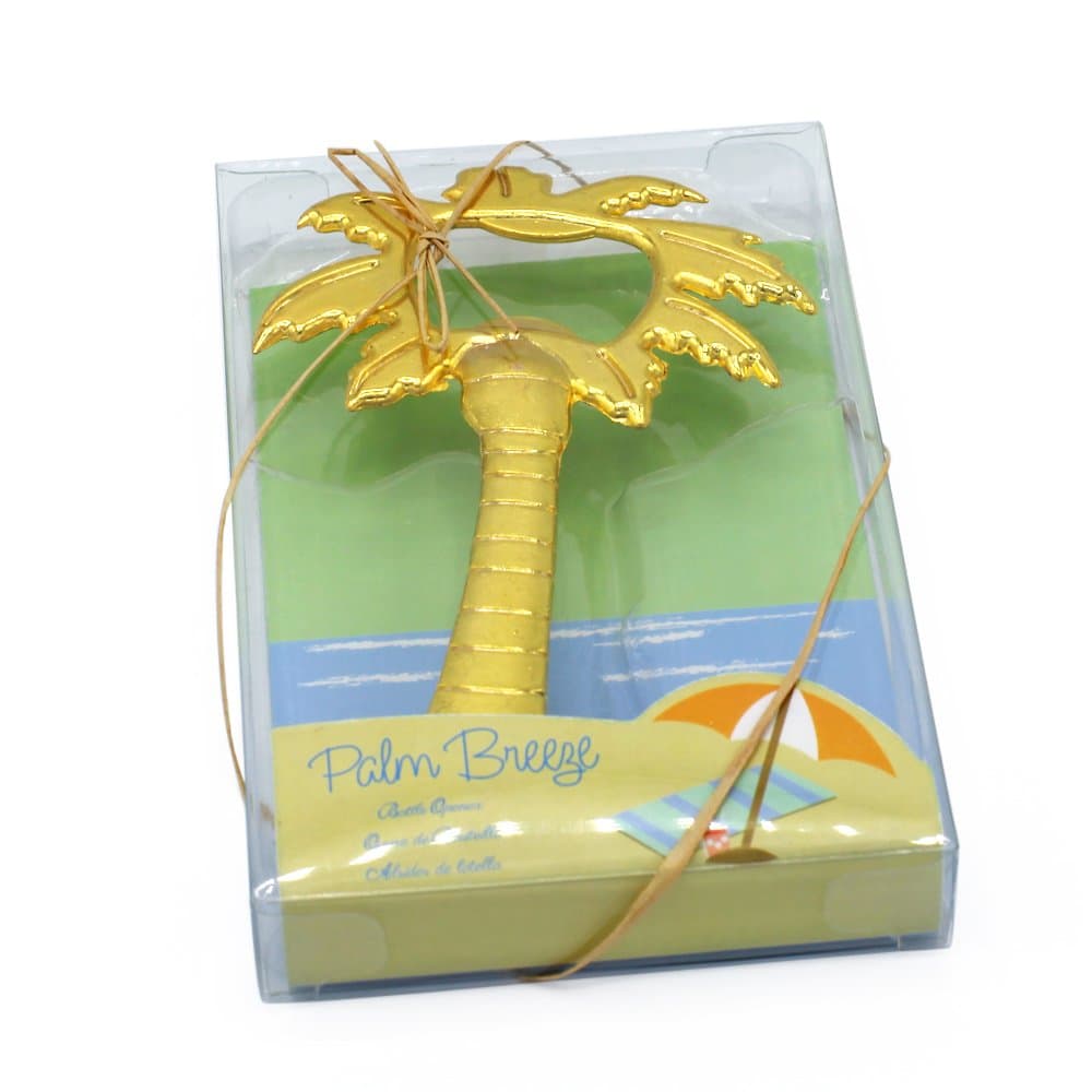 dngcityPalm Breeze Coconut Tree Shaped Bottle Opener Bridal Shower Tropical Beach Wedding Favor Set of 20 (Gold, 20)