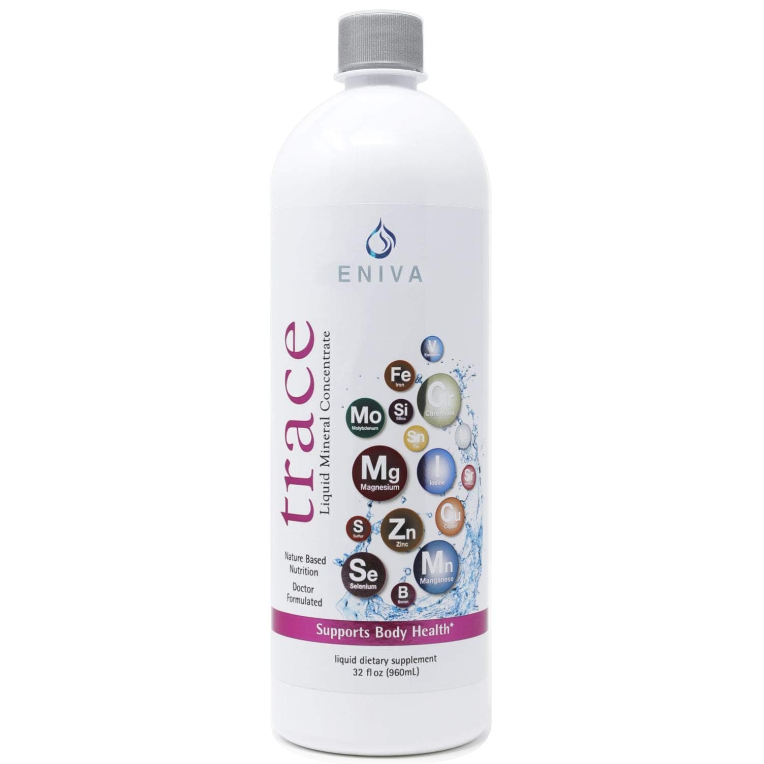 Liquid Ionic Trace Mineral Supplement (32oz) Doctor Formulated. Zero Calories. Zero Sugar. by Eniva Health.