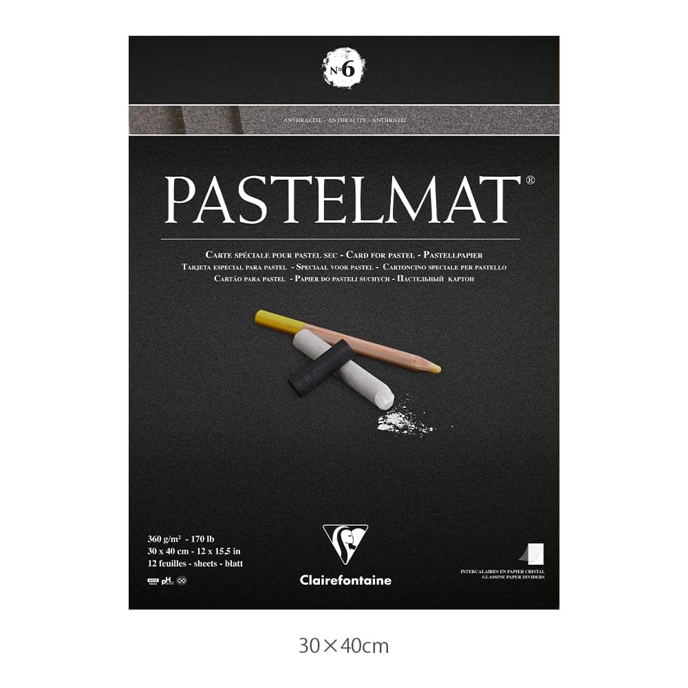 Clairefontaine Pastelmat No6 pad 360g 30x40-Anthracite, 30 x 40 cm, Anthracite