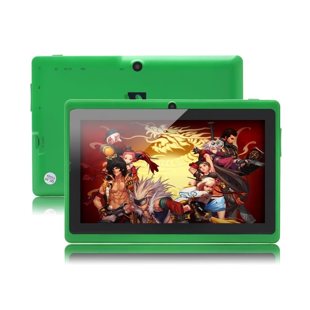 IRULU 7 inch Android Tablet PC, 4.2 Jelly Bean OS, Dual Core, Allwinner A23 CPU, Dual Cameras, 5 Point Capacitive Touch Screen, 8GB Storage, Green