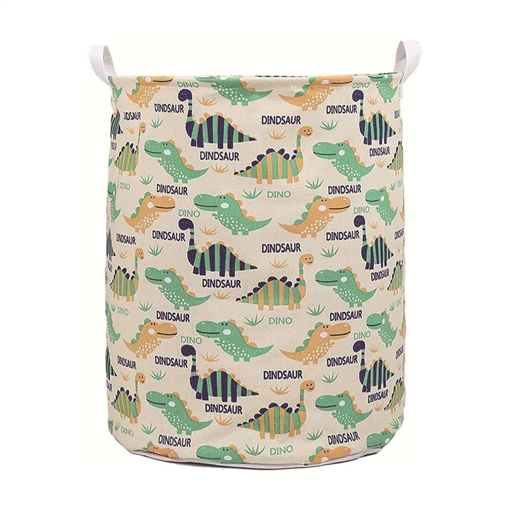 Unibedding Laundry Storage Basket Canvas Diosaur Baby Hamper Foldable Waterproof Storage Bin for Kids Room, Boy, Nursery Toy Organizer, Holiday Decor, Blue