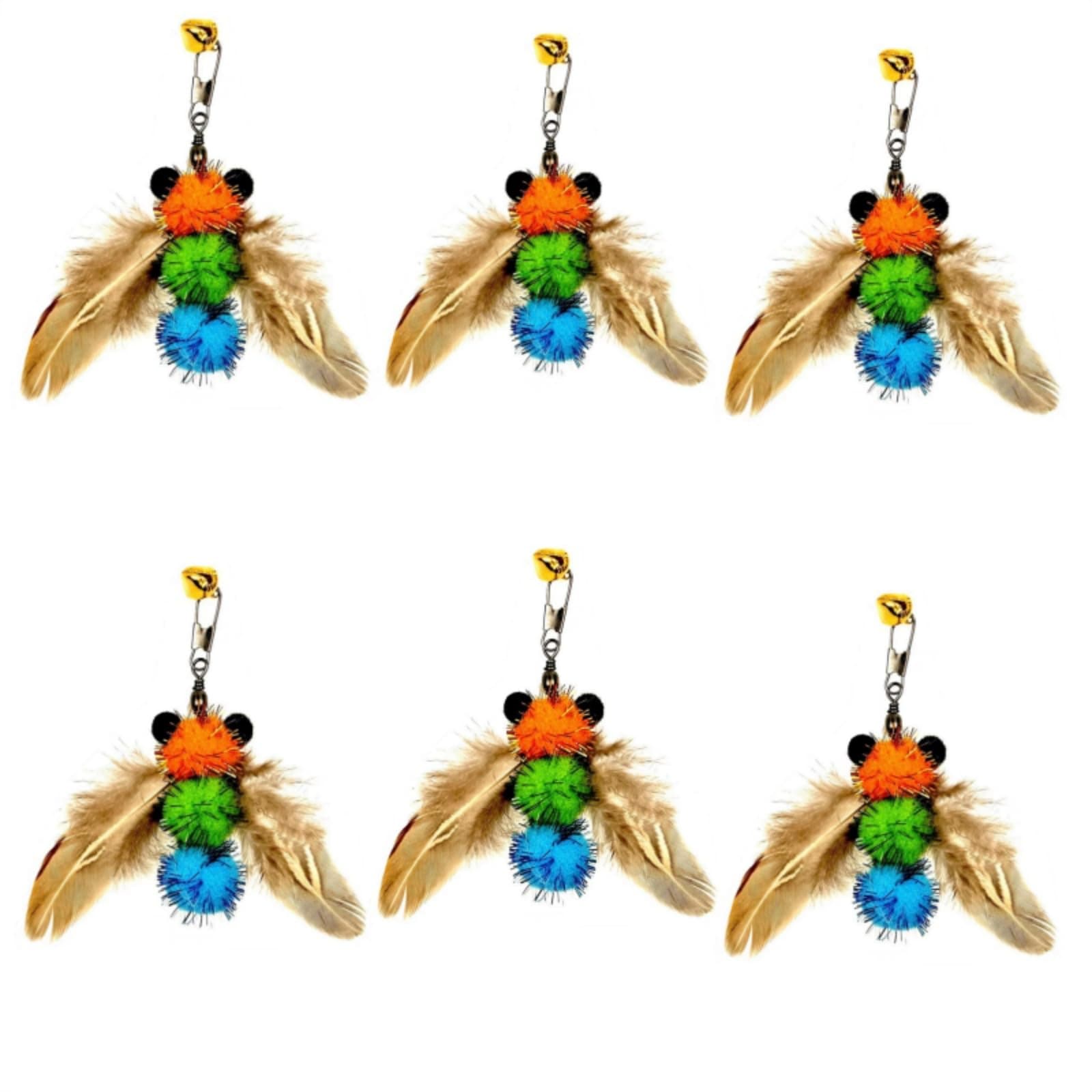 6 PCS Insect Bees,Feather Cat Toys, Kitty Wand Toy Refill,Cat Toy Wand Replacement Attachments,Kitten Feather Refills,Insect Interactive Teaser Wand Feathers