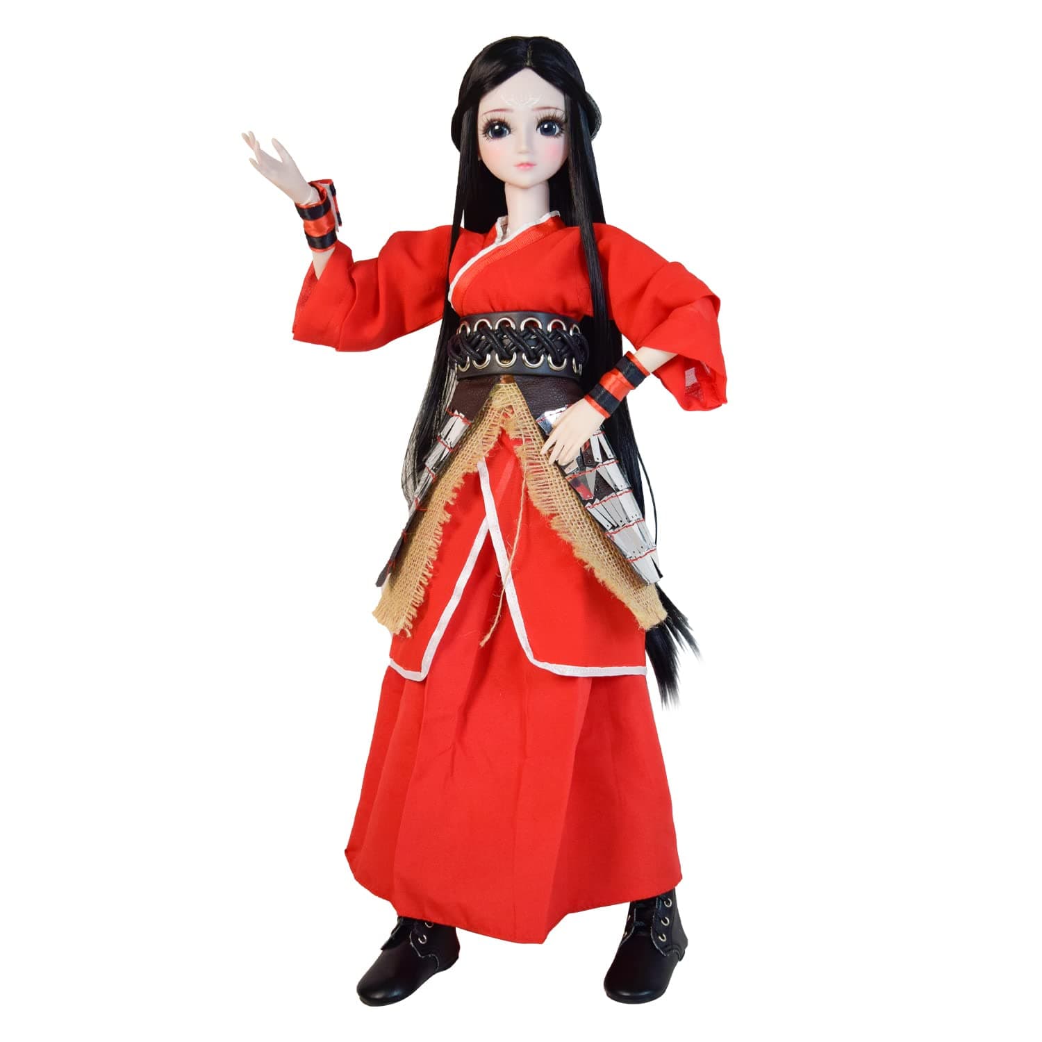 Proudoll Customized 1/3 BJD Doll Female Knight-Errant in Red Ball Jointed SD Dolls 22 Joints Move DIY Doll, Makeup, Armor, Wig and Boots