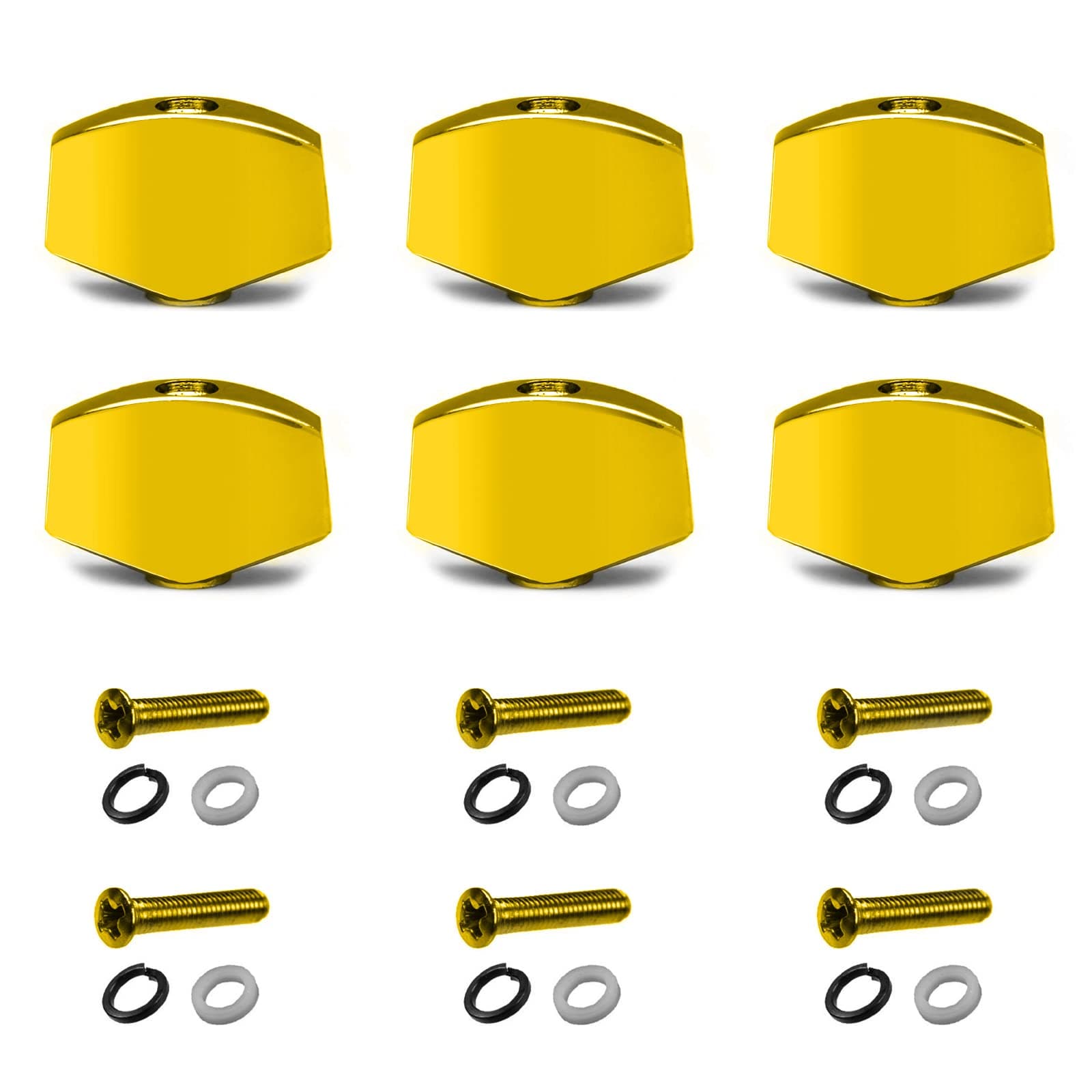 MAXCHEER 6PCS Metal Small Square Shape Guitar Tuning Peg Tuners Machine Handle Replacemen Buttons Tip gold
