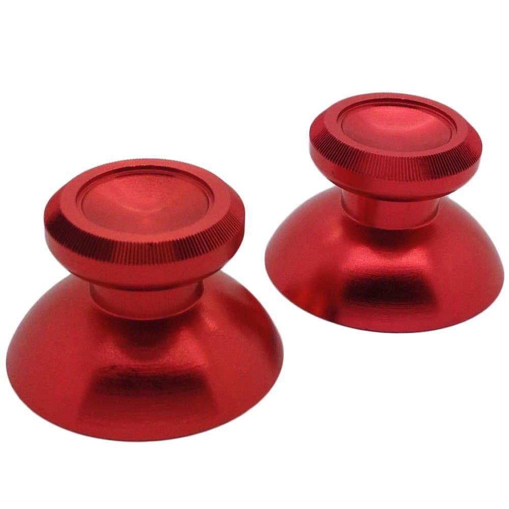 XFUNY® Custom Metal Analog Thumbsticks Thumb Stick Joystick Replacement Cap Cover for Xbox One Controller - Red