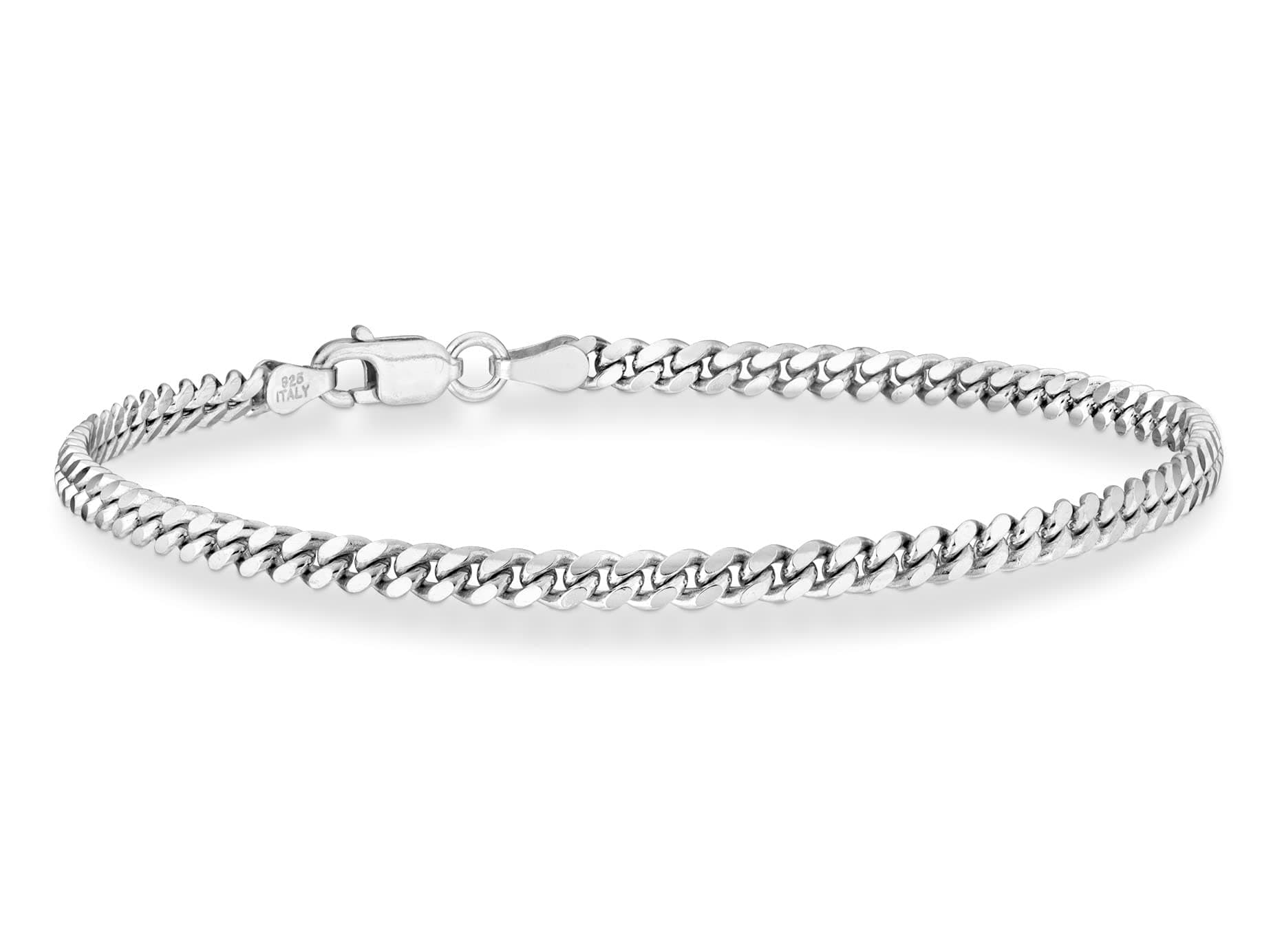 Miabella Italian Thick 925 Sterling Silver Solid Cuban Link Curb Chain Bracelet for Men, 3.2mm, 5mm, 7mm Italy, 7.5 inches, Sterling Silver