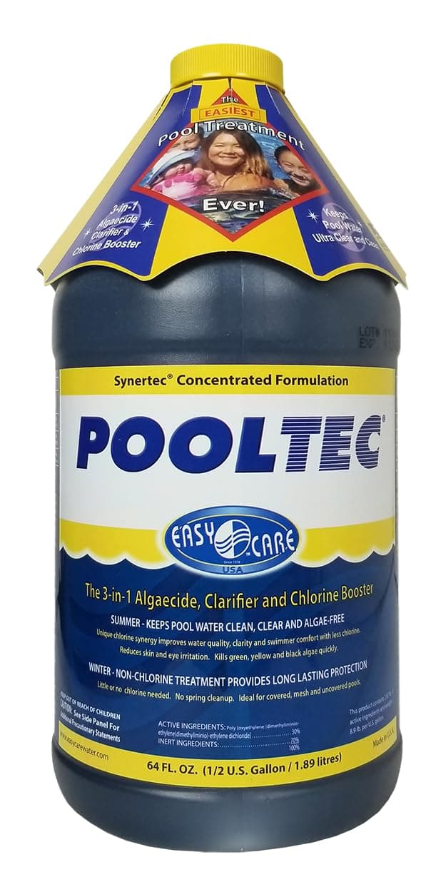 EasyCare 30064 PoolTec Algaecide, Clarifier and Chlorine Salt Cell Booster, 64 oz. Bottle