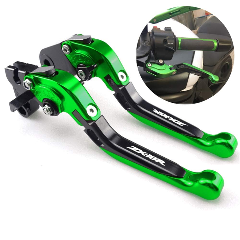 CNC Motorcycle Foldable Extendable Clutch Brake Lever for Kawasaki ZX10R 2016 2017 Green