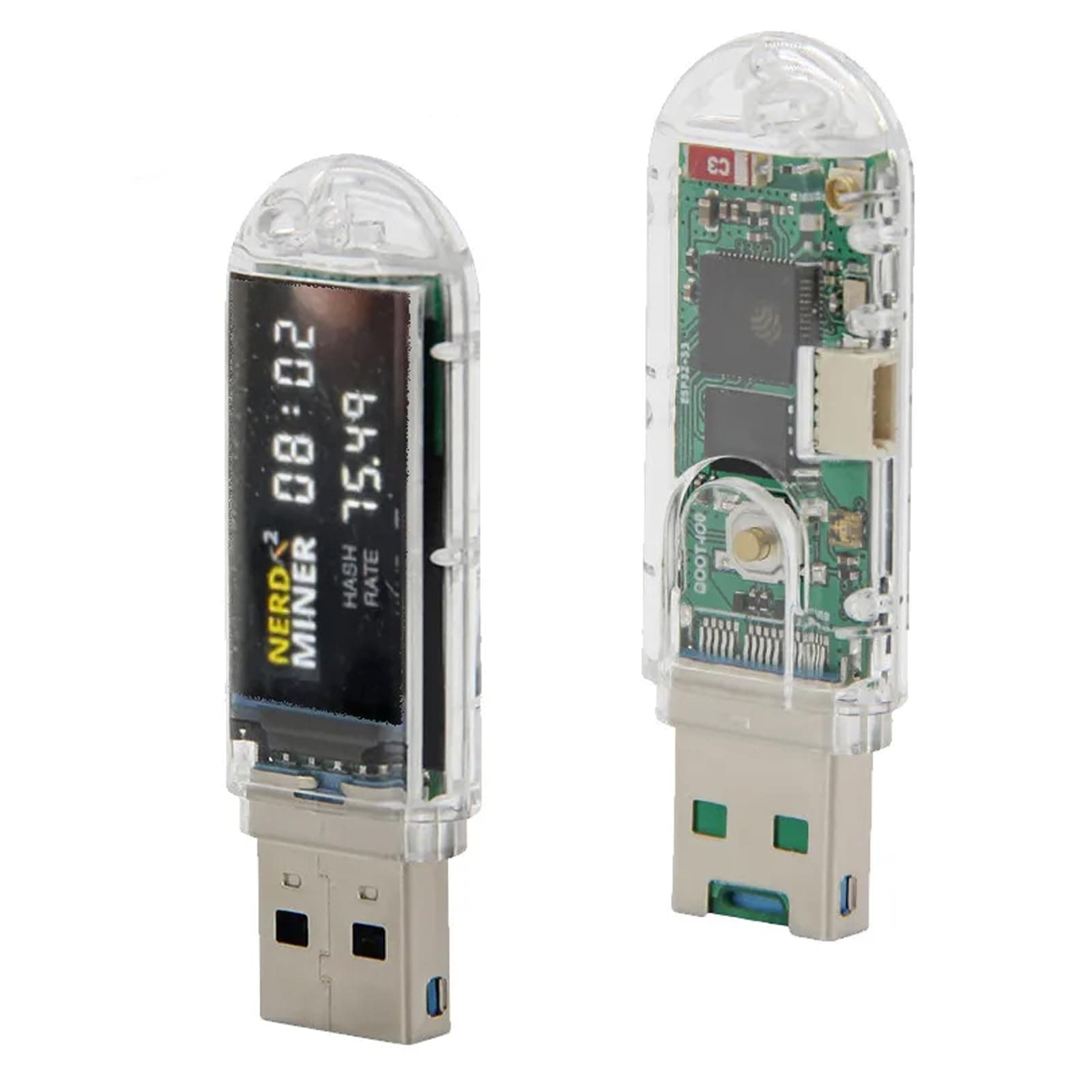 NerdMiner Bitcoins Miner V2 USB 75KH 1W T-Display S3 Mini Bitcoin Solo Lottery Miner Win 3.125 BTC with Low Power Consumption