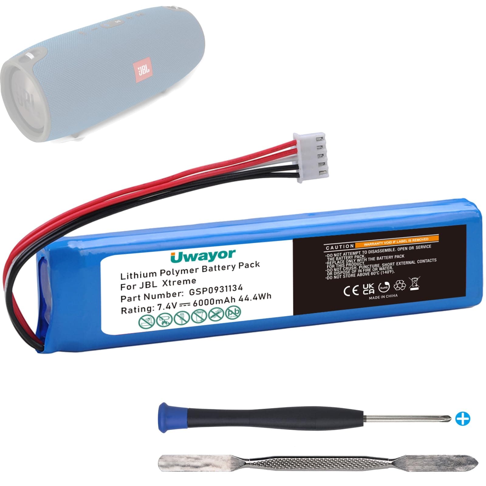 6000mAh Replacement Battery for JBL Xtreme,Xtreme 1,GSP0931134 7.4V High Capacity Battery for JBL Bluetooth Speaker with Installation Tool