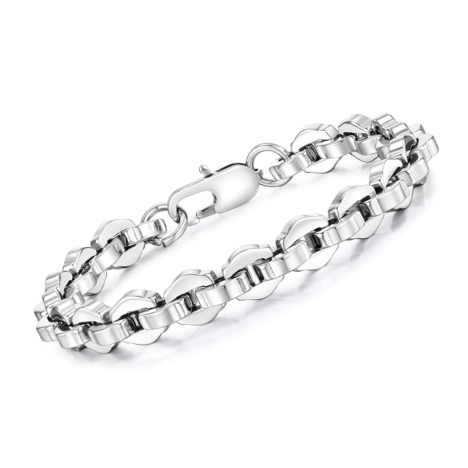 Link Chain Bracelets for Men - Cool Mens Bracelets Diamond-Cut Paperclip Solid Chain Bracelet Chunky Stainless Steel Jewelry Trendy Gifts