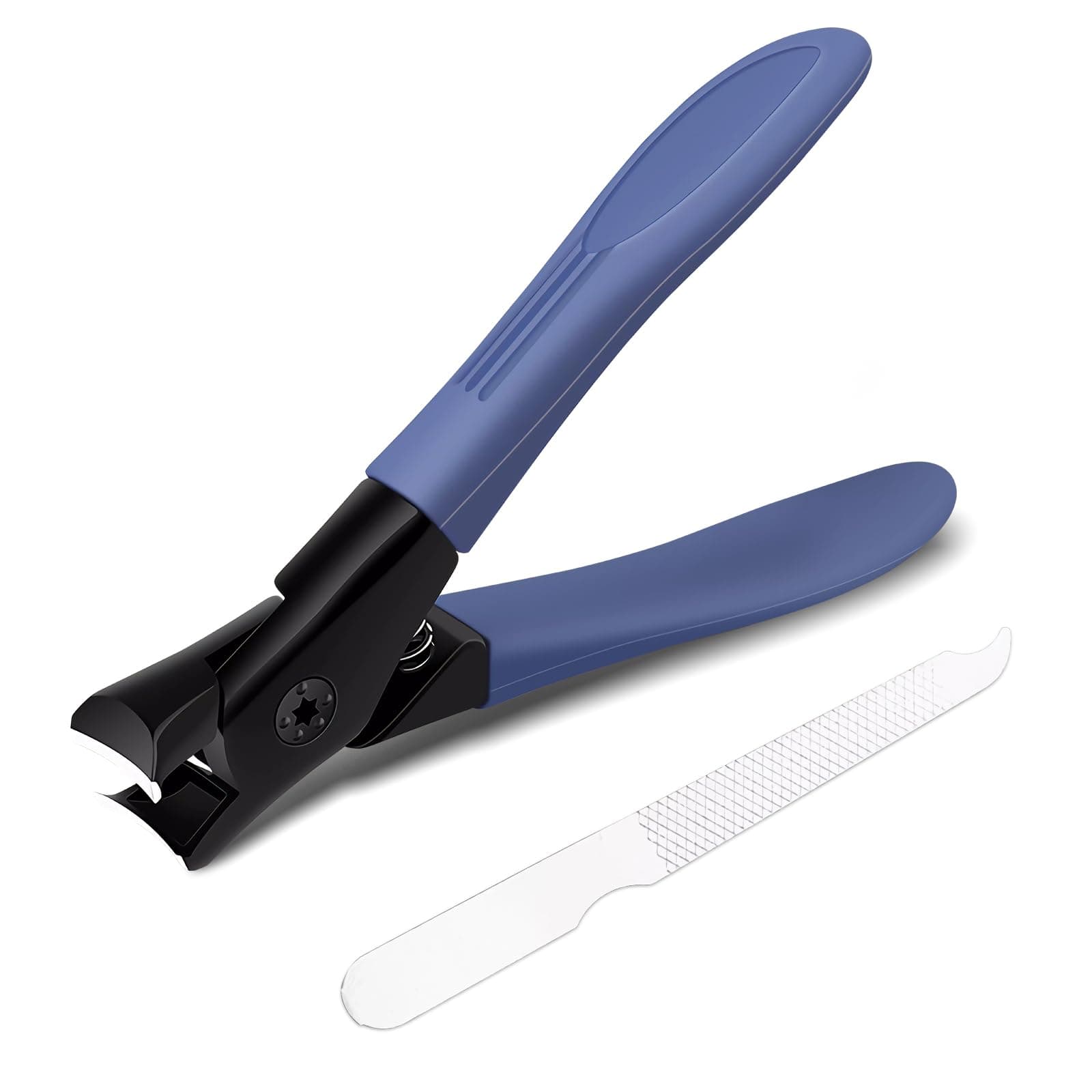 Aerbee Nail Clipper for Thick Nails, Nail Clipper Set for Fake Gel Nails Tips, Heavy Duty Professional Thick and Ingrown ToeNail Cutter with Nail File for Elderly, Mens,Women,Long Handle Safety