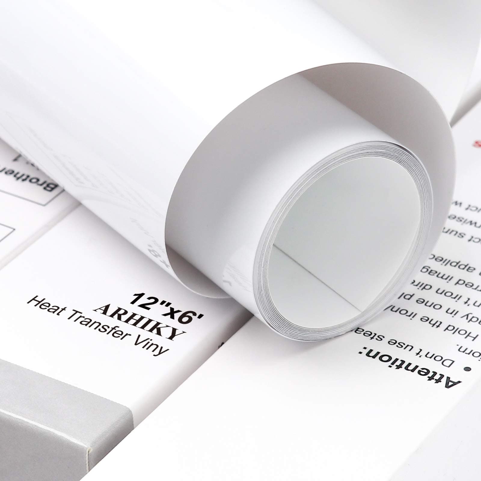 ARHIKY Iron on Heat Transfer Vinyl Roll HTV (12"x6',White)