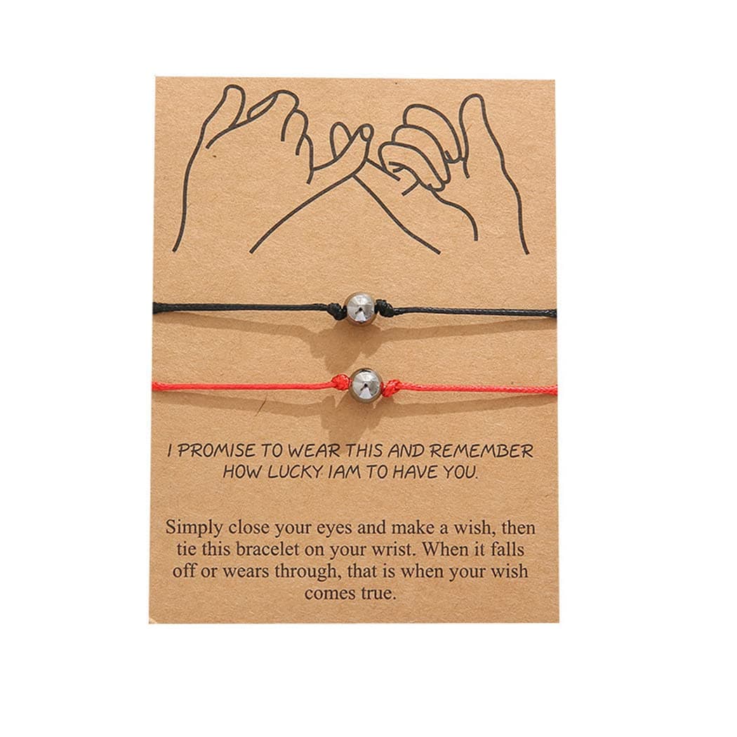 Chengxun Promise Distance Matching Adjustable Friendship Couple Bracelet Simple Round Bead Spherical Braided Hand Rope Bracelets