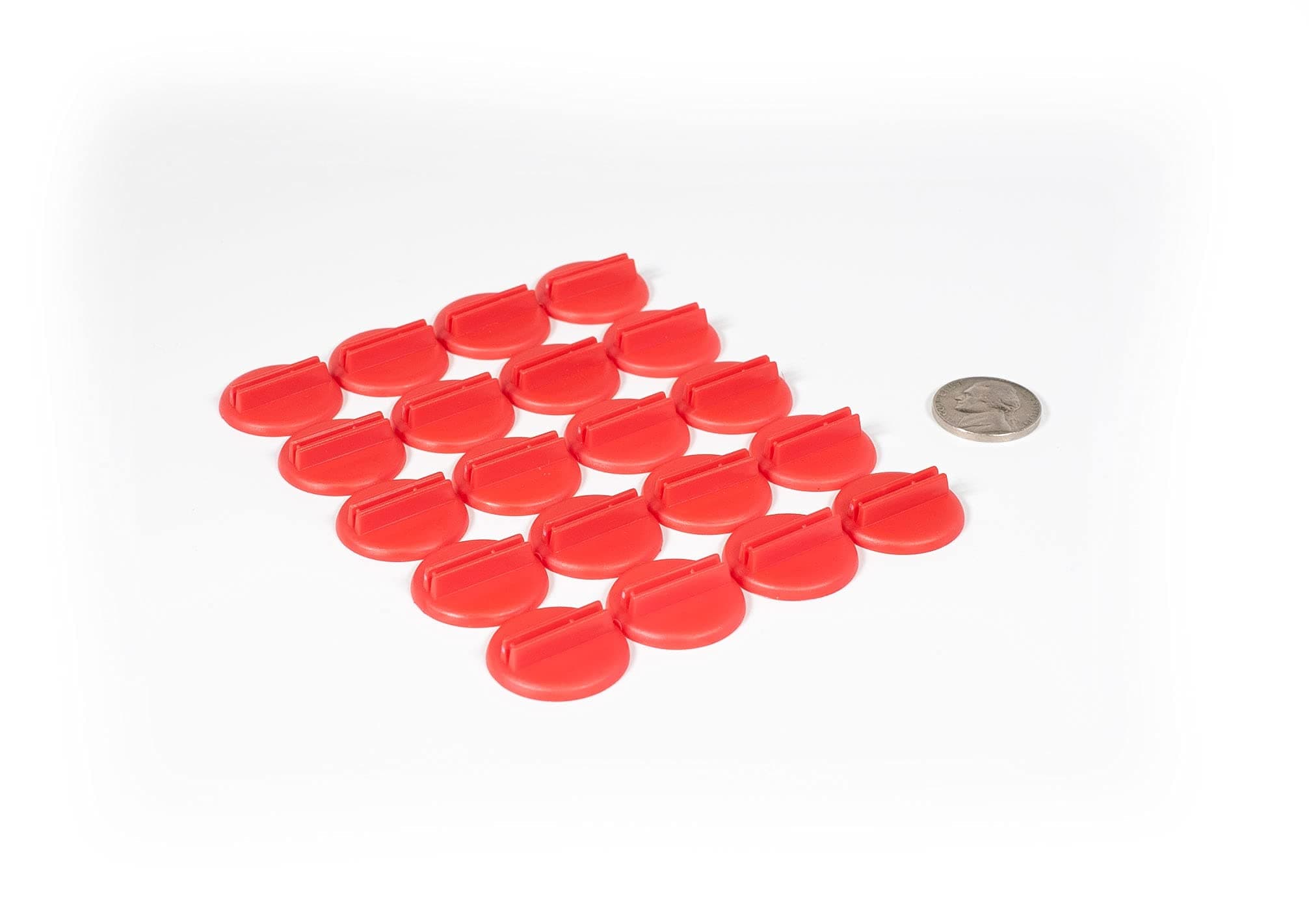 Morrison GamesPlastic Card Stand (Red) to Hold Playing Cards or Cardboard Cut-outs: Set of 20 Red Color Round Board Game Playing Pieces (Educational)