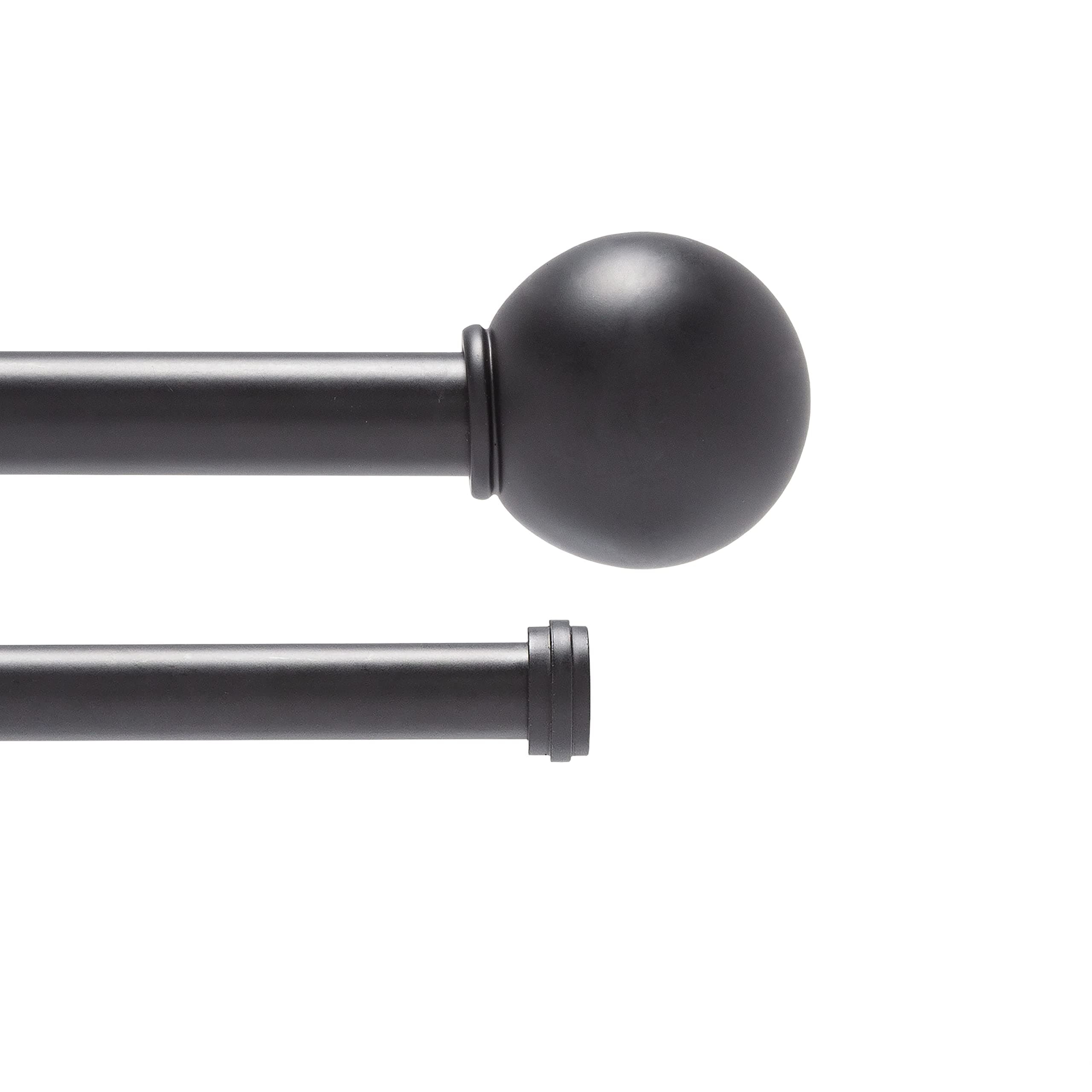 Kenney Edith 1" Premium Decorative Window Double Curtain Rod, 36-66", Matte Black