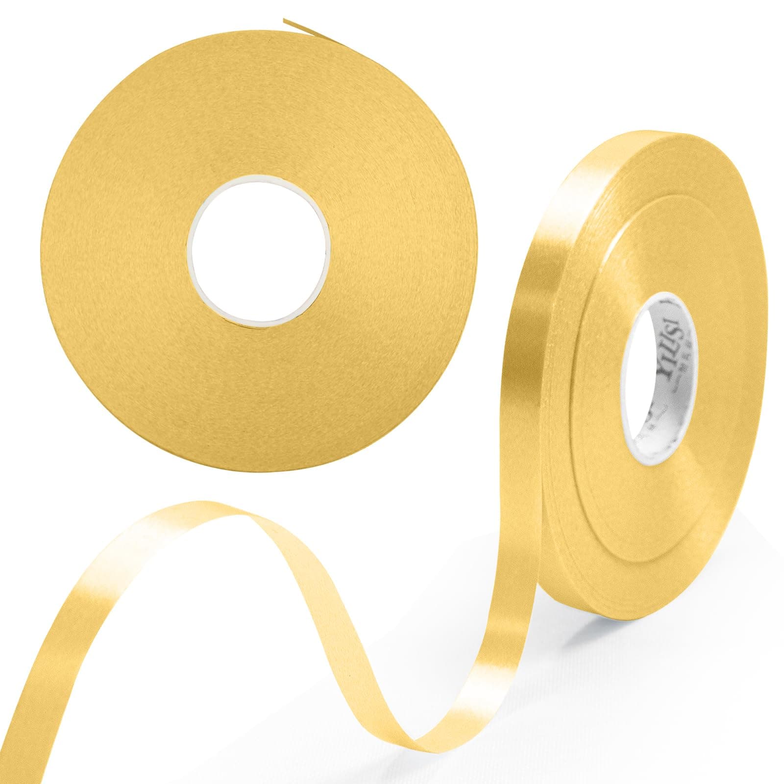 Yiran 2 Rolls Gold Balloon Ribbon 8mm, 50m/roll Gold Ribbon Curling Balloon String for Gift Wrapping Flower Crafts Birthday Party Floral Festival Wedding Christmas Decorations