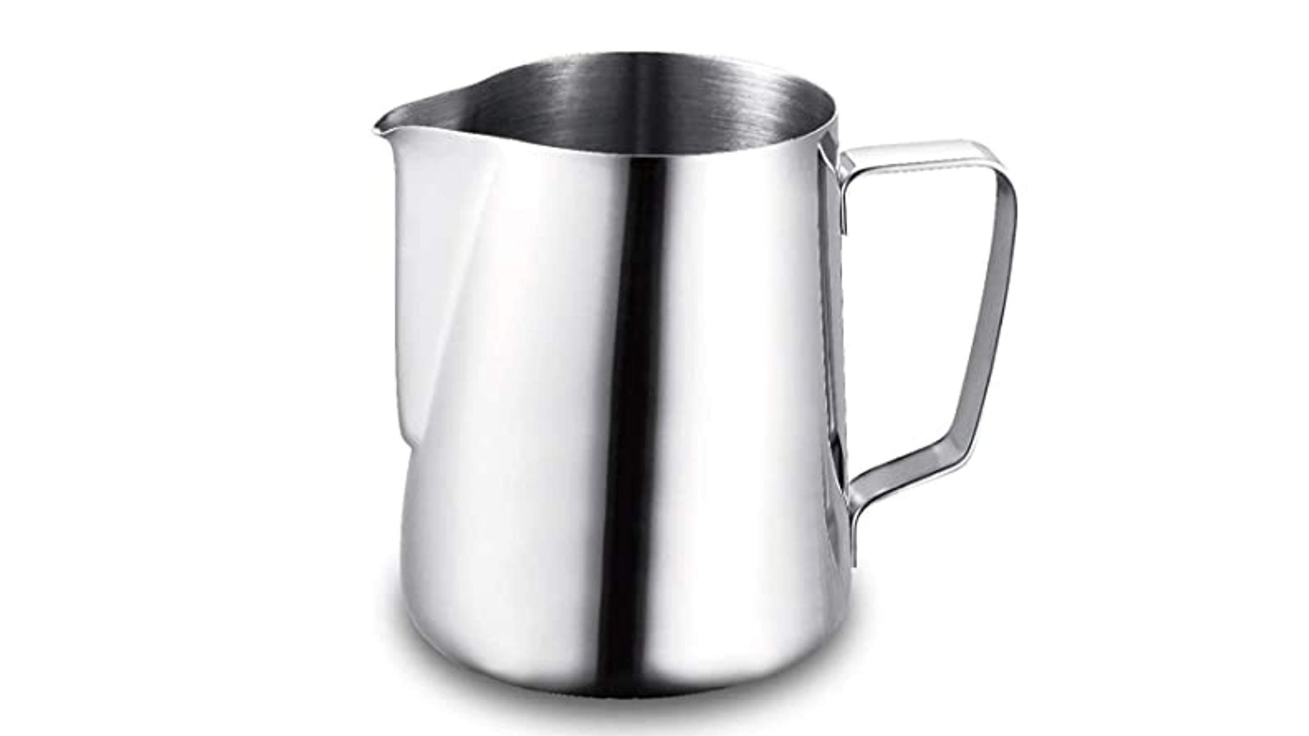 COLIBYOU Milk Frothing Pitcher, Stainless Steel Latte Art Creamer Cup Silver 12 oz (350 ml) for Espresso Machines,Mirror Finished